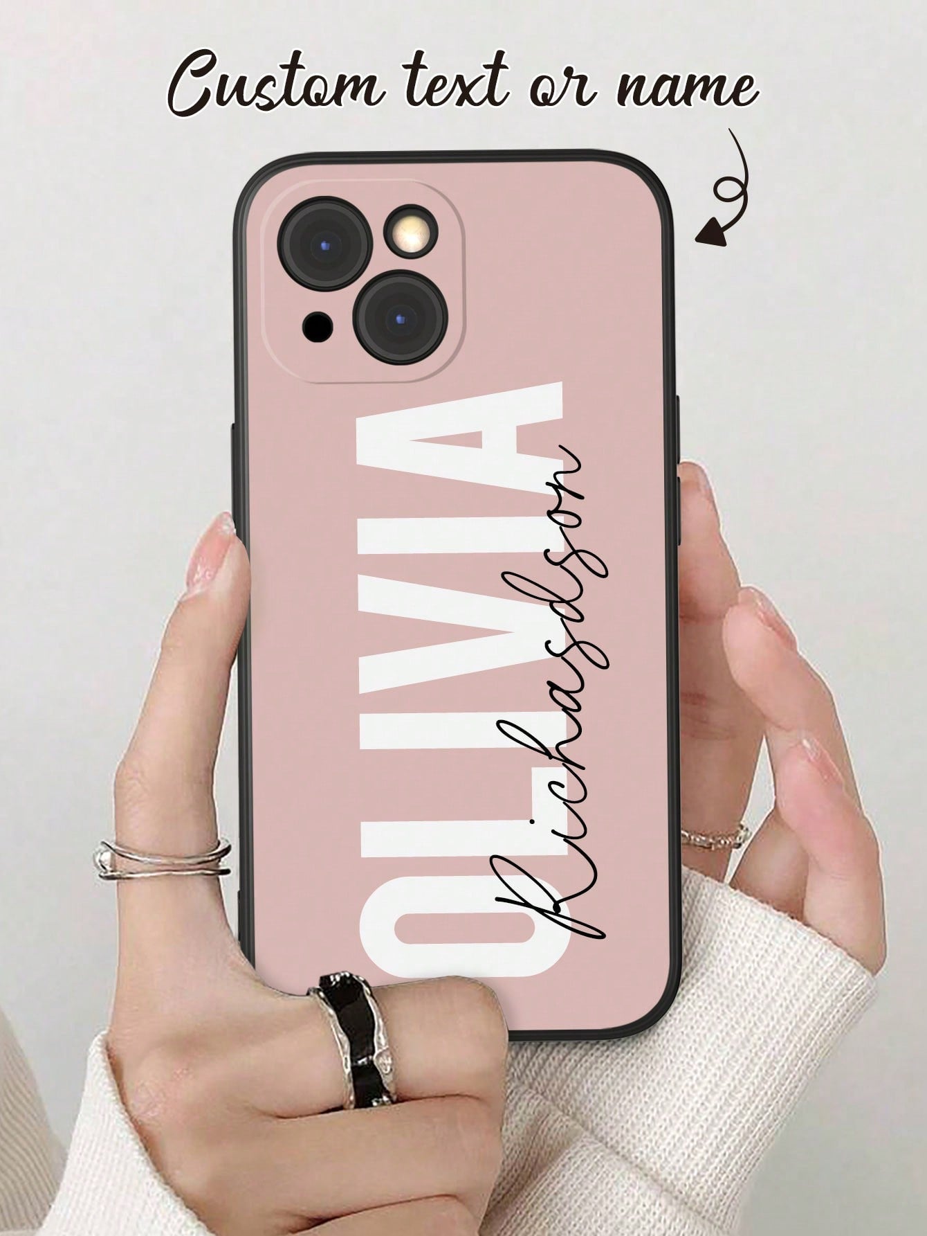 Customized Fashionable Colorful Transparent Full Coverage TPU Soft Protective Phone Case With Letter/Name Designs, For IPhone 11/13/14/15 Pro Max