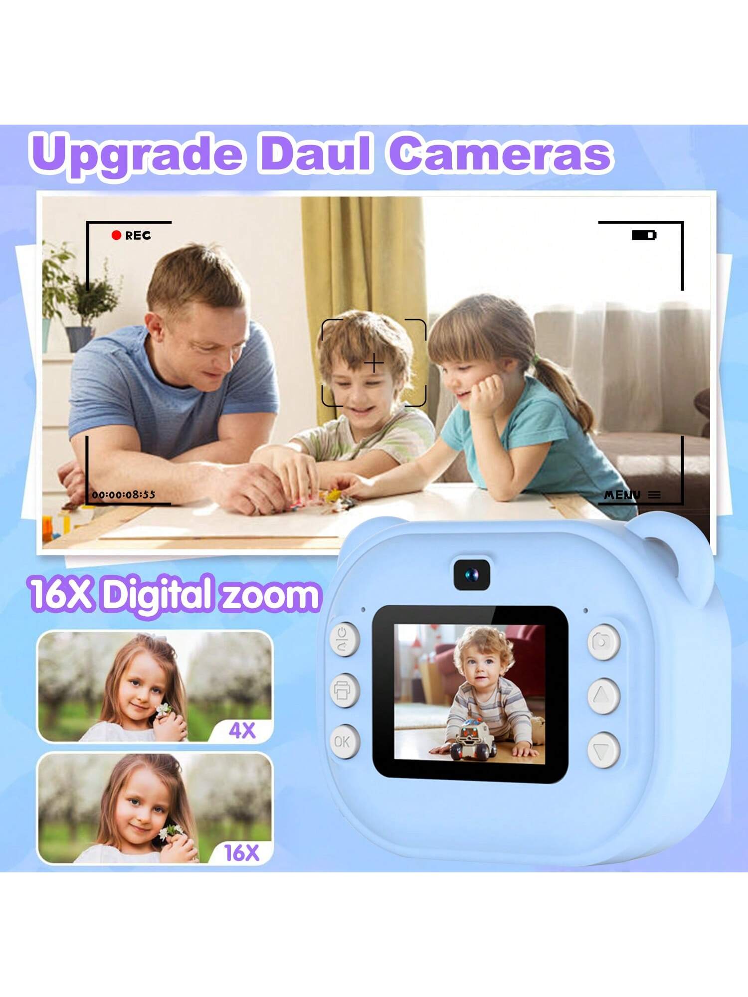 Kids Camera Instant Print, 1080P HD Digital Video Cameras For Kids, 3-12 Years Old Children Mini Learning Toy Camera Gifts For Birthday Holiday Travel