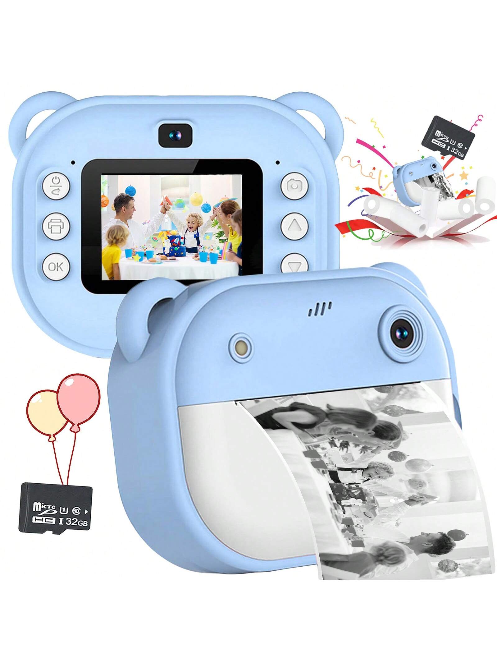 Kids Camera Instant Print, 1080P HD Digital Video Cameras For Kids, 3-12 Years Old Children Mini Learning Toy Camera Gifts For Birthday Holiday Travel