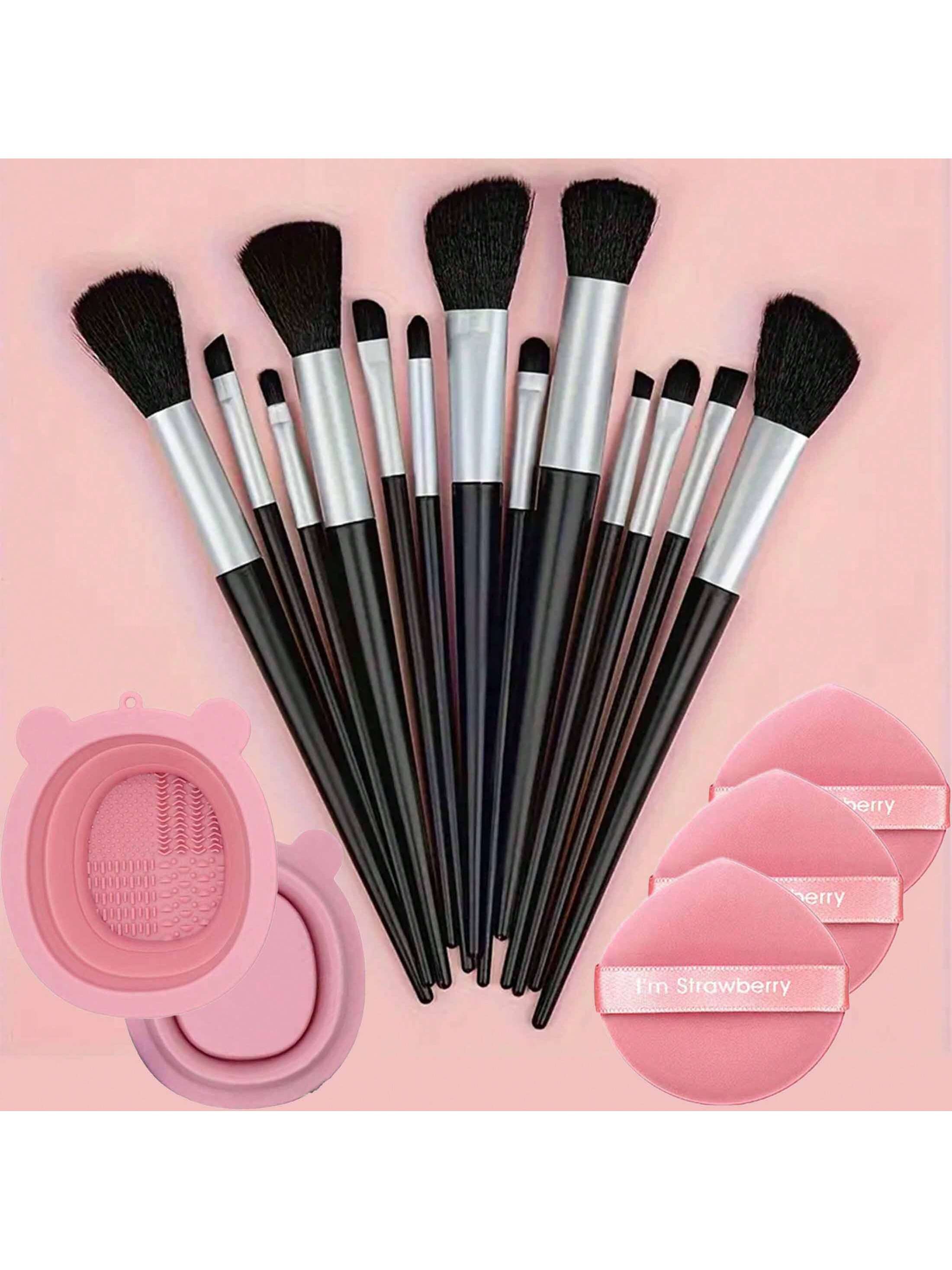 Makeup Brush 13pcs Brushes Set3pcs Cosmetic Makeup Sponge1pcs Makeup Brush Cleaning Box Beauty Tool Eyeshadow Blush Professional Brushes