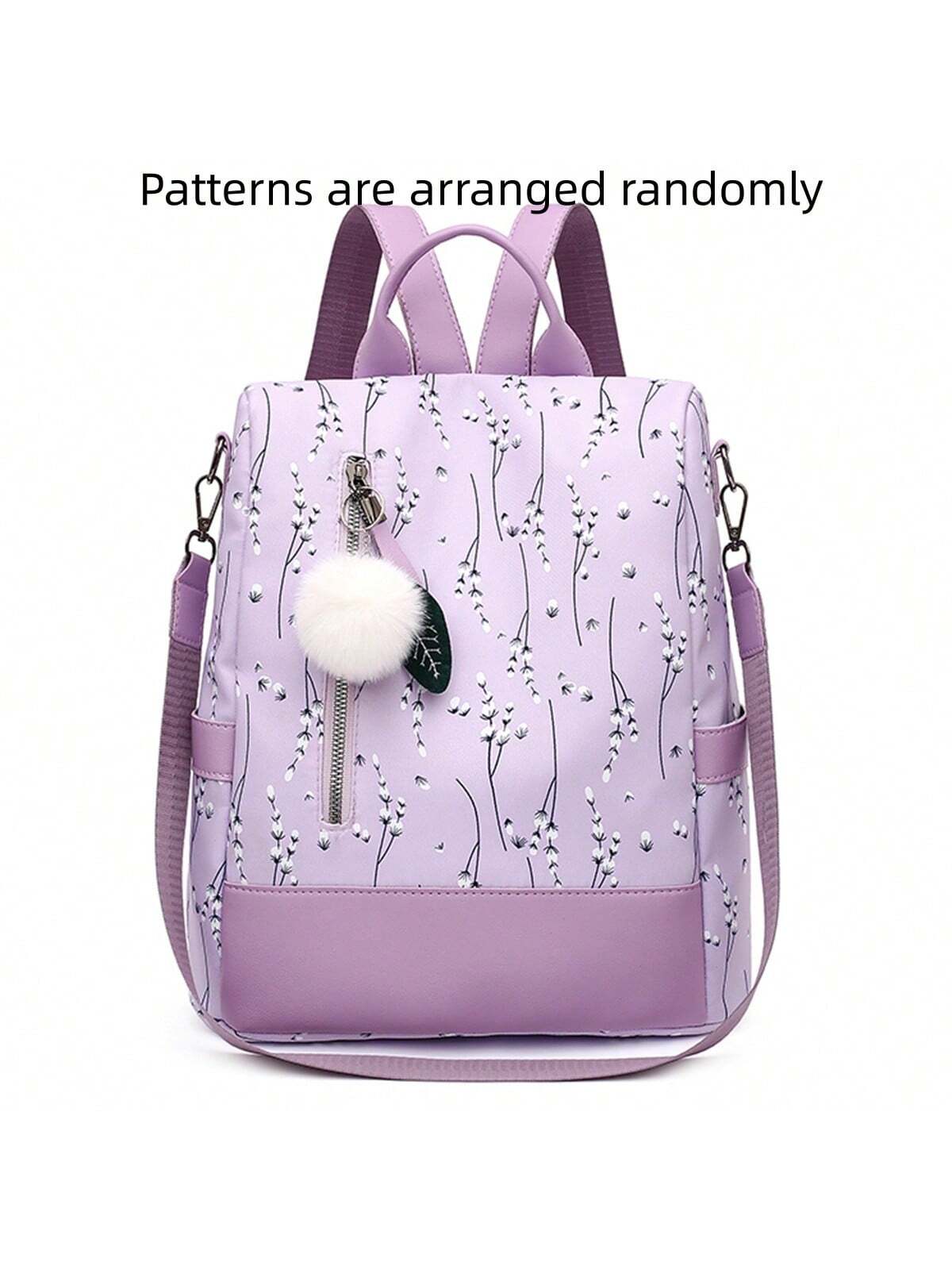 Lightweight And Simple Nylon Waterproof Bag For Shopping, Travel, With Coin Purse. Cute And Fashionable Backpack With Pom Pom Decoration Suitable For Moms, Teenage Girls, Graduates, Tourists, Professionals. Anti-Theft Shoulder Bag With Large Capacity For