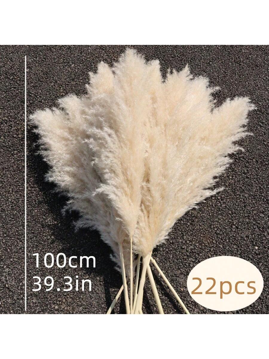 8/10/12/15/18/20/22pcs Fluffy Pampas Grass Dried Flowers, Boho Decor For Indoor Living Room, Kitchen, Bedroom, Outdoor, Especially Suitable For Wedding, Birthday Party, Autumn, And Christmas