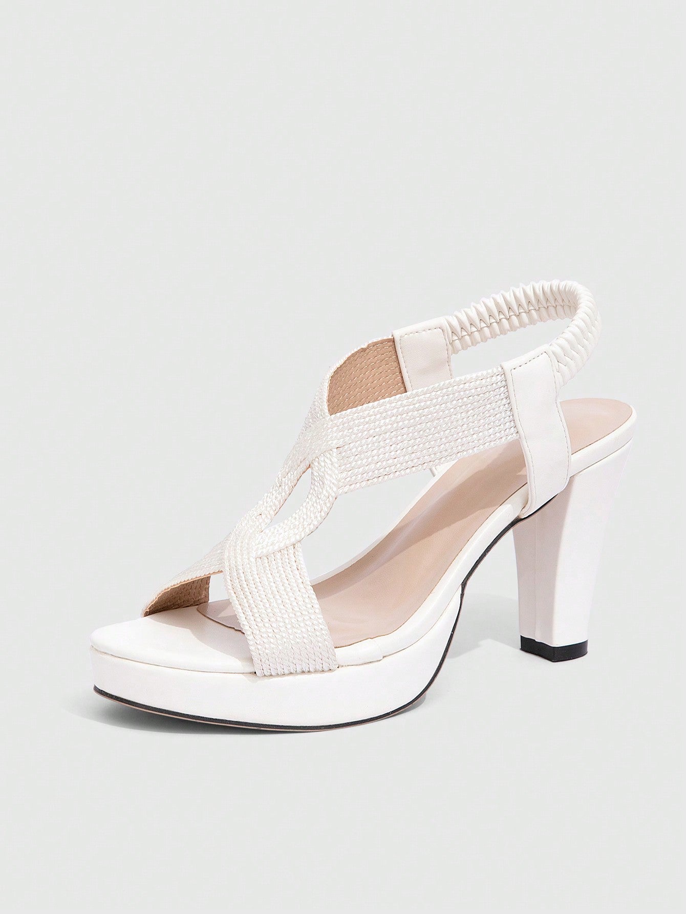 White Women High Heel Wedge Waterprooof Platform Sandals, Breathable Cross Strap Ankle Strap Shoes