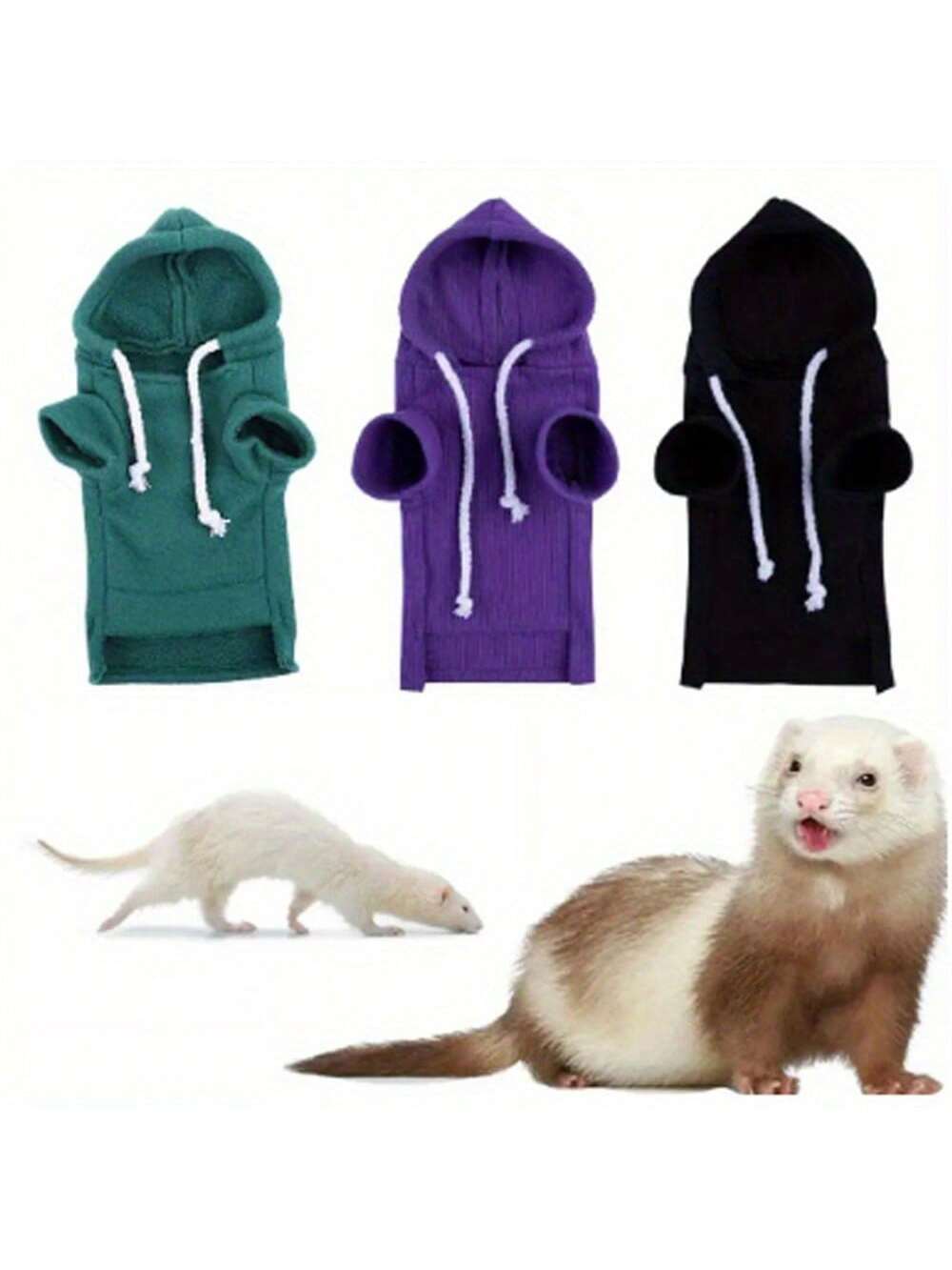 1pc Fluffy Pet Hoodie Sweatshirt, Ferret Costume, Drawstring Comfortable Ferret Fashion Sportswear, Cute Hamster Outfit