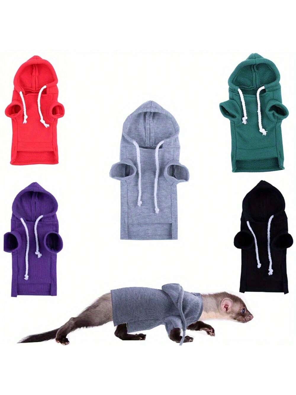 1pc Fluffy Pet Hoodie Sweatshirt, Ferret Costume, Drawstring Comfortable Ferret Fashion Sportswear, Cute Hamster Outfit