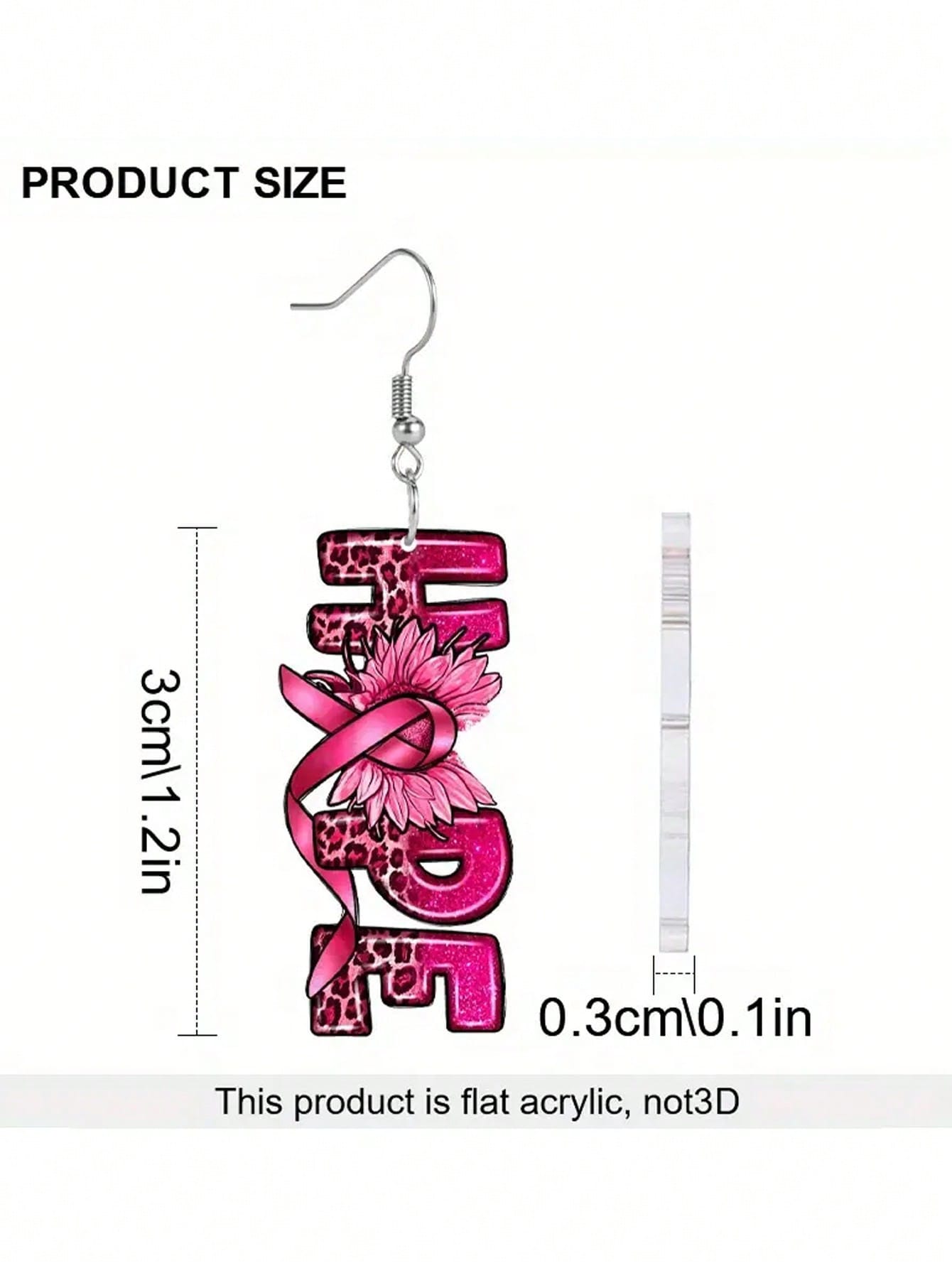 1 Pair Of Hope Blessing Breast Cancer Awareness Pink Ribbon Earrings - Y2K Classic Unlimited Sag And Swing Acrylic Earrings, Stainless Steel Earpins, Party And Holiday Accessories, Non-Feathered, All-Season Wear