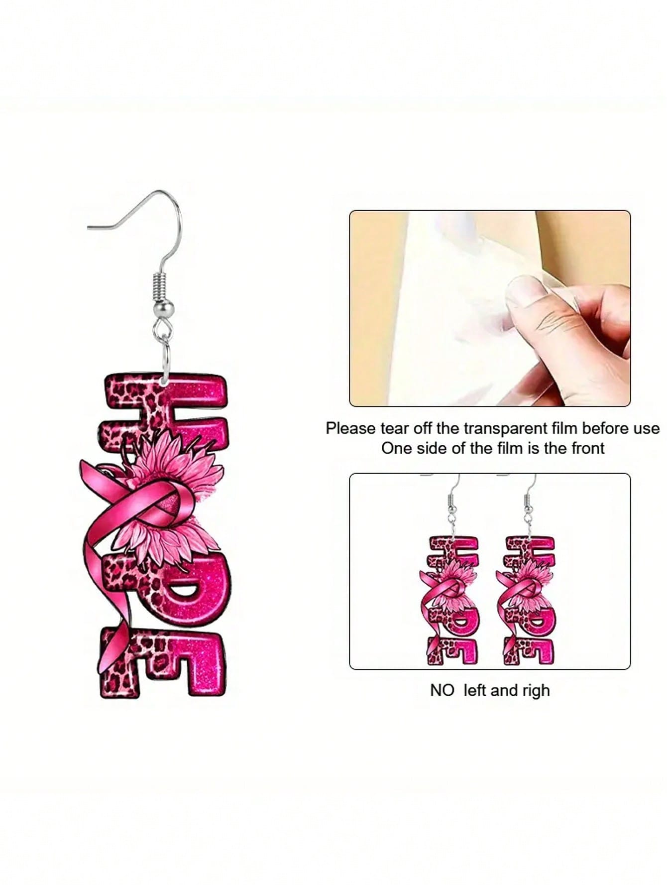 1 Pair Of Hope Blessing Breast Cancer Awareness Pink Ribbon Earrings - Y2K Classic Unlimited Sag And Swing Acrylic Earrings, Stainless Steel Earpins, Party And Holiday Accessories, Non-Feathered, All-Season Wear