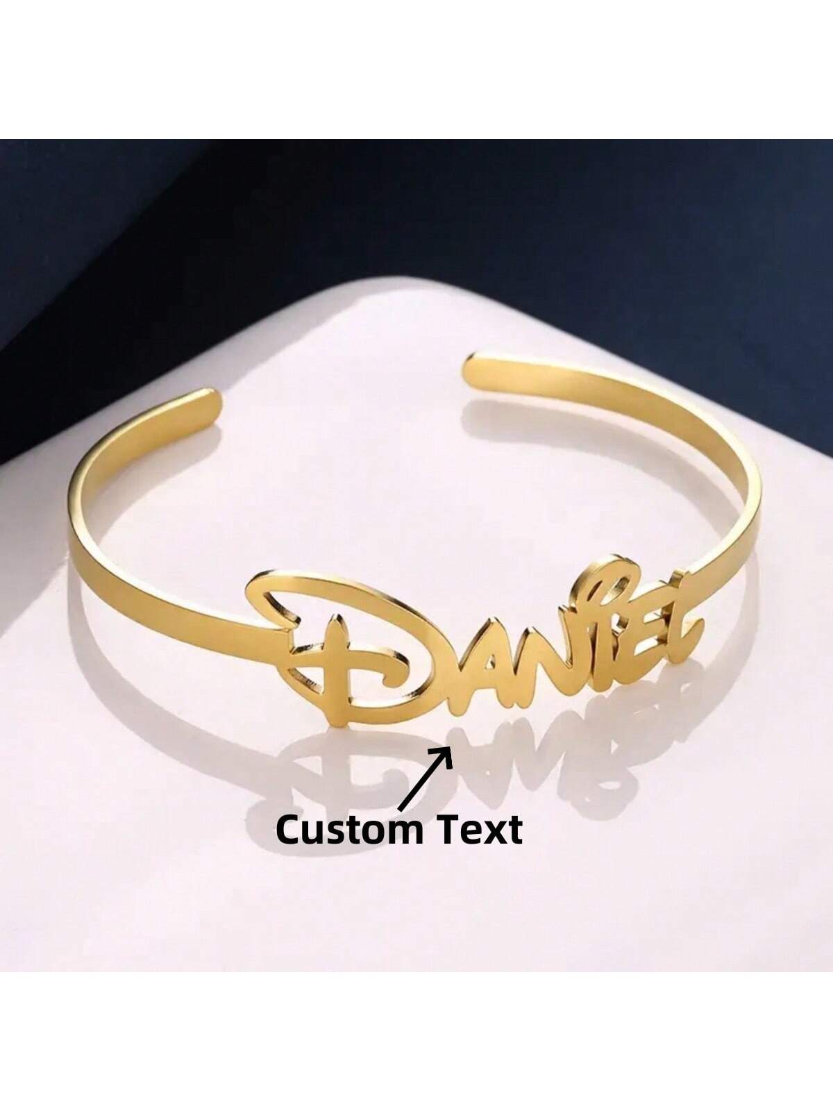 1pc Gold Silver Personalized Simple DIY Custom Name Open Bracelet Thanksgiving Christmas (Custom Only In English)