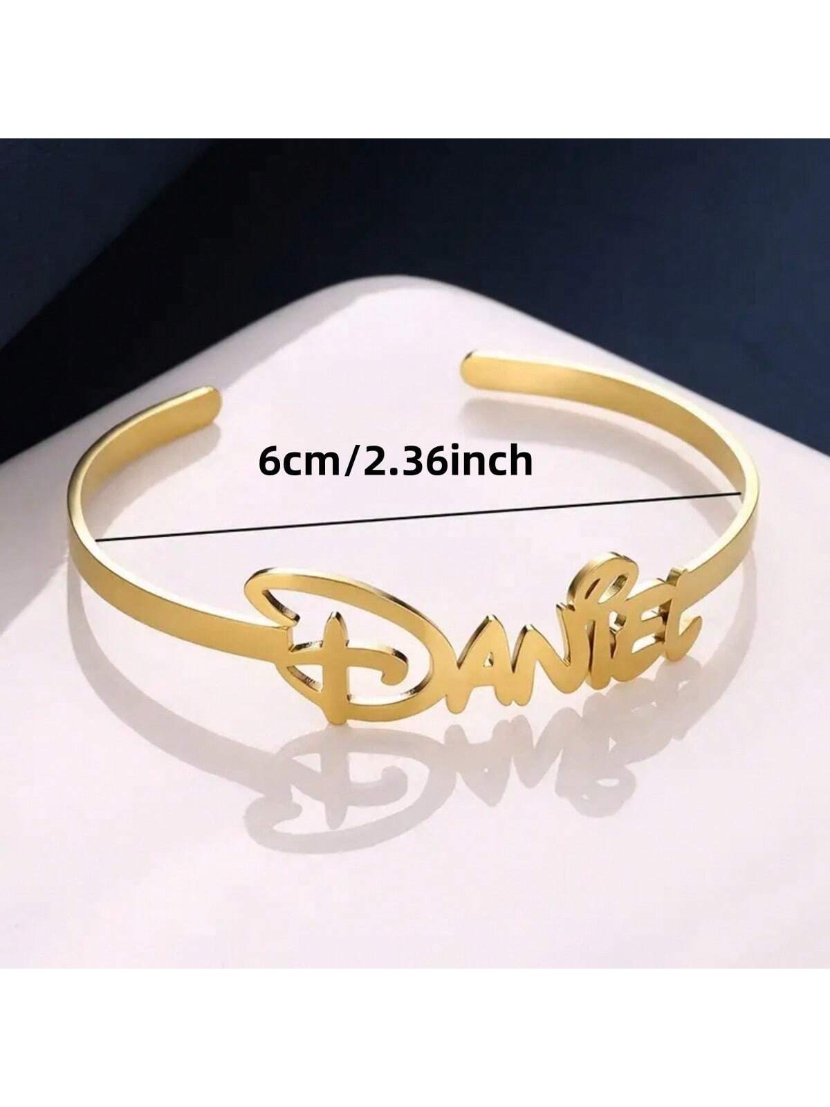 1pc Gold Silver Personalized Simple DIY Custom Name Open Bracelet Thanksgiving Christmas (Custom Only In English)