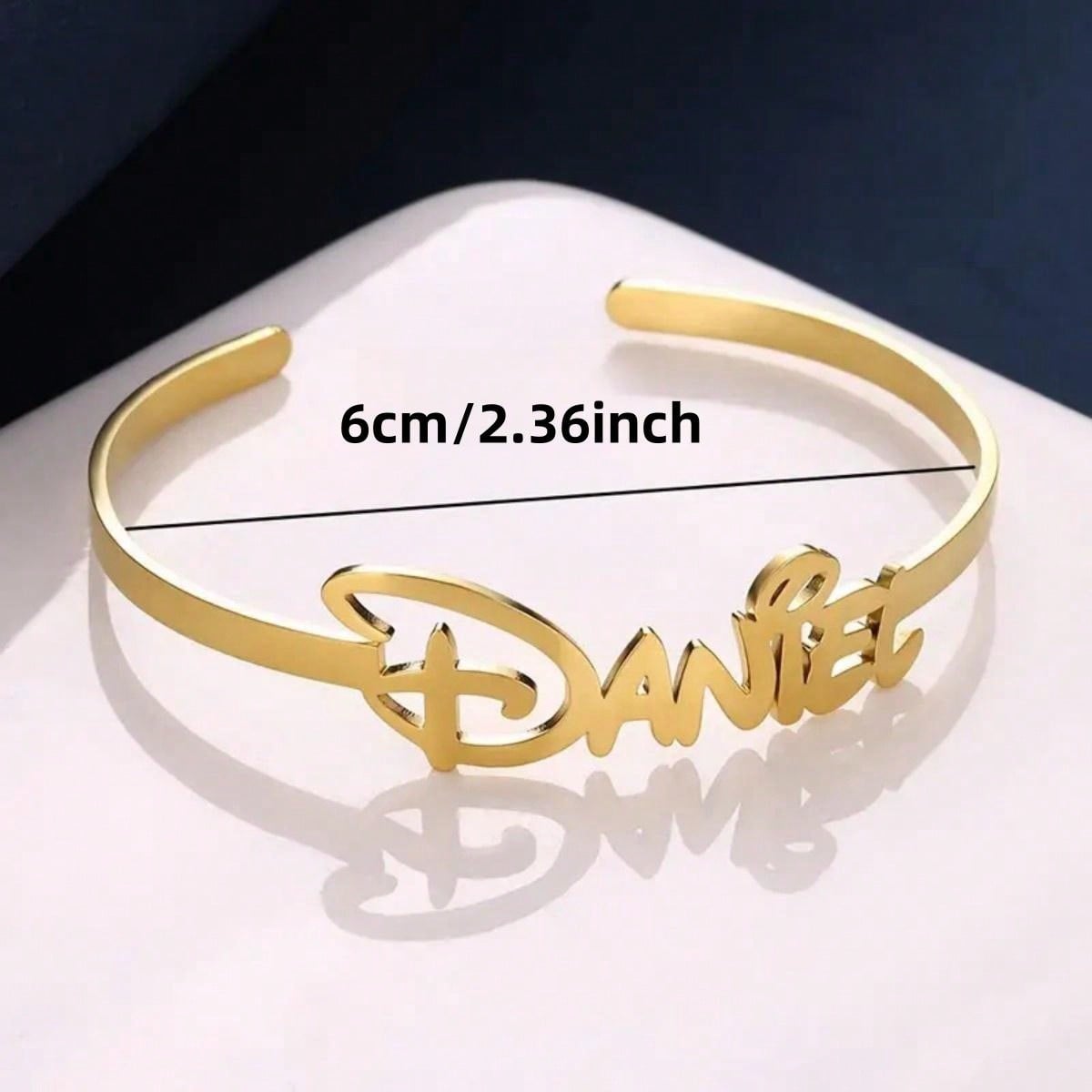 1pc Gold Silver Personalized Simple DIY Custom Name Open Bracelet Thanksgiving Christmas (Custom Only In English)