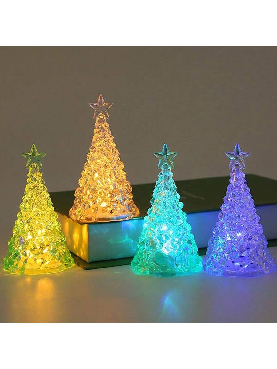 1pc Christmas Night Light, Christmas Scene Ambiance Lamp, Ice Mountain Lamp, Christmas Tree And Ice/Snow Themed Decoration Lamp, Room Decor, Christmas Gift Blind Box