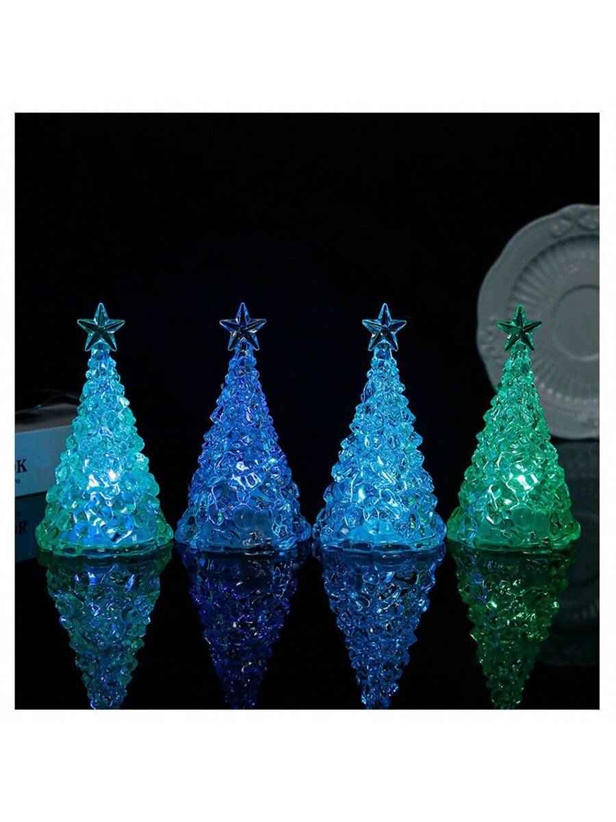 1pc Christmas Night Light, Christmas Scene Ambiance Lamp, Ice Mountain Lamp, Christmas Tree And Ice/Snow Themed Decoration Lamp, Room Decor, Christmas Gift Blind Box