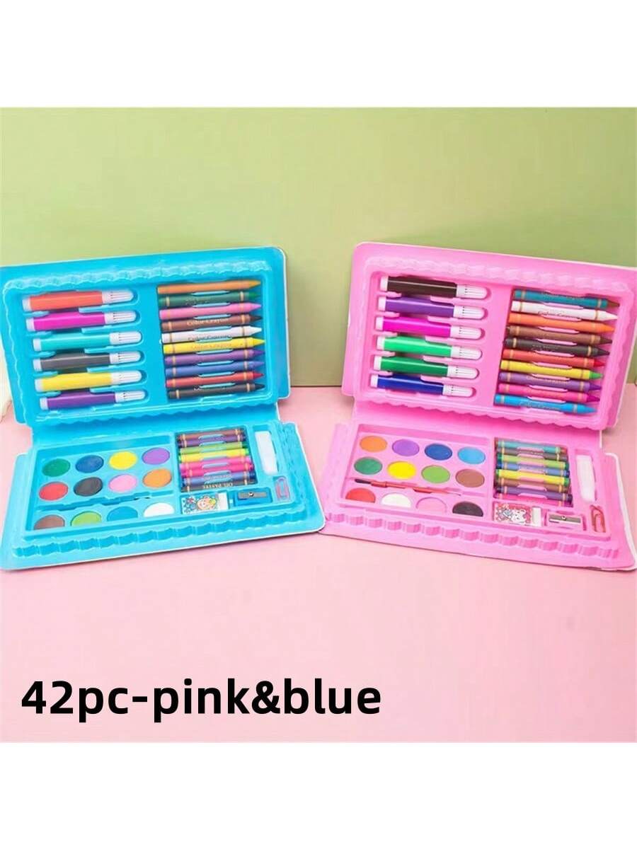 42pcs/208pcs Children Art Painting Set, Drawing Stationery - Watercolors, Markers, Crayons, Erasers, Sharpeners, Paint Boxes, Christmas/Halloween Gifts (Packaging