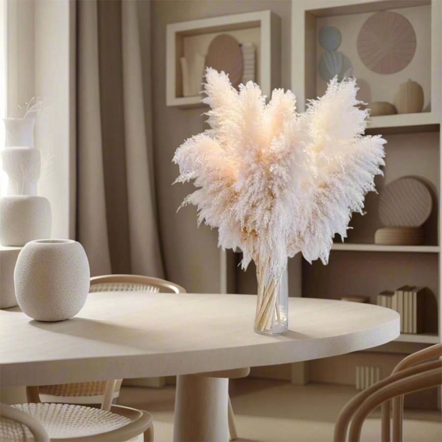 8/10/12/15/18/20/22pcs Fluffy Pampas Grass Dried Flowers, Boho Decor For Indoor Living Room, Kitchen, Bedroom, Outdoor, Especially Suitable For Wedding, Birthday Party, Autumn, And Christmas