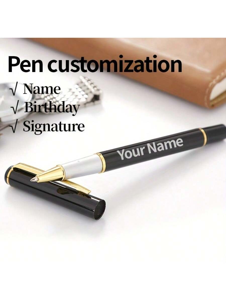 1pc Customized A5 Notebook With Customized Engraved Ballpoint Pen - Minimalist Texture Notebook, Suitable For Notes, Diary And Meetings - Customized Name, Phone, Logo - Retro Clasp Design - Ideal Gift For Office Or Personal Use