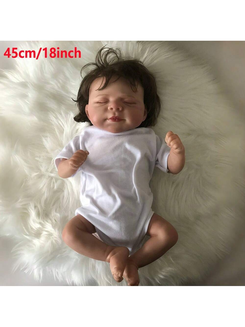 45cm 18inches Lifelike Reborn Baby Doll Vinyl Limbs   Cloth Body Doll ,Hand Painted Realistic Newborn Baby With Visible Veins, Collection Art Doll, Kids Gift