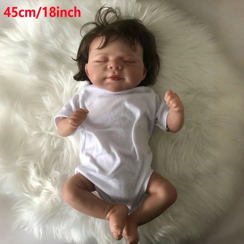 45cm 18inches Lifelike Reborn Baby Doll Vinyl Limbs   Cloth Body Doll ,Hand Painted Realistic Newborn Baby With Visible Veins, Collection Art Doll, Kids Gift