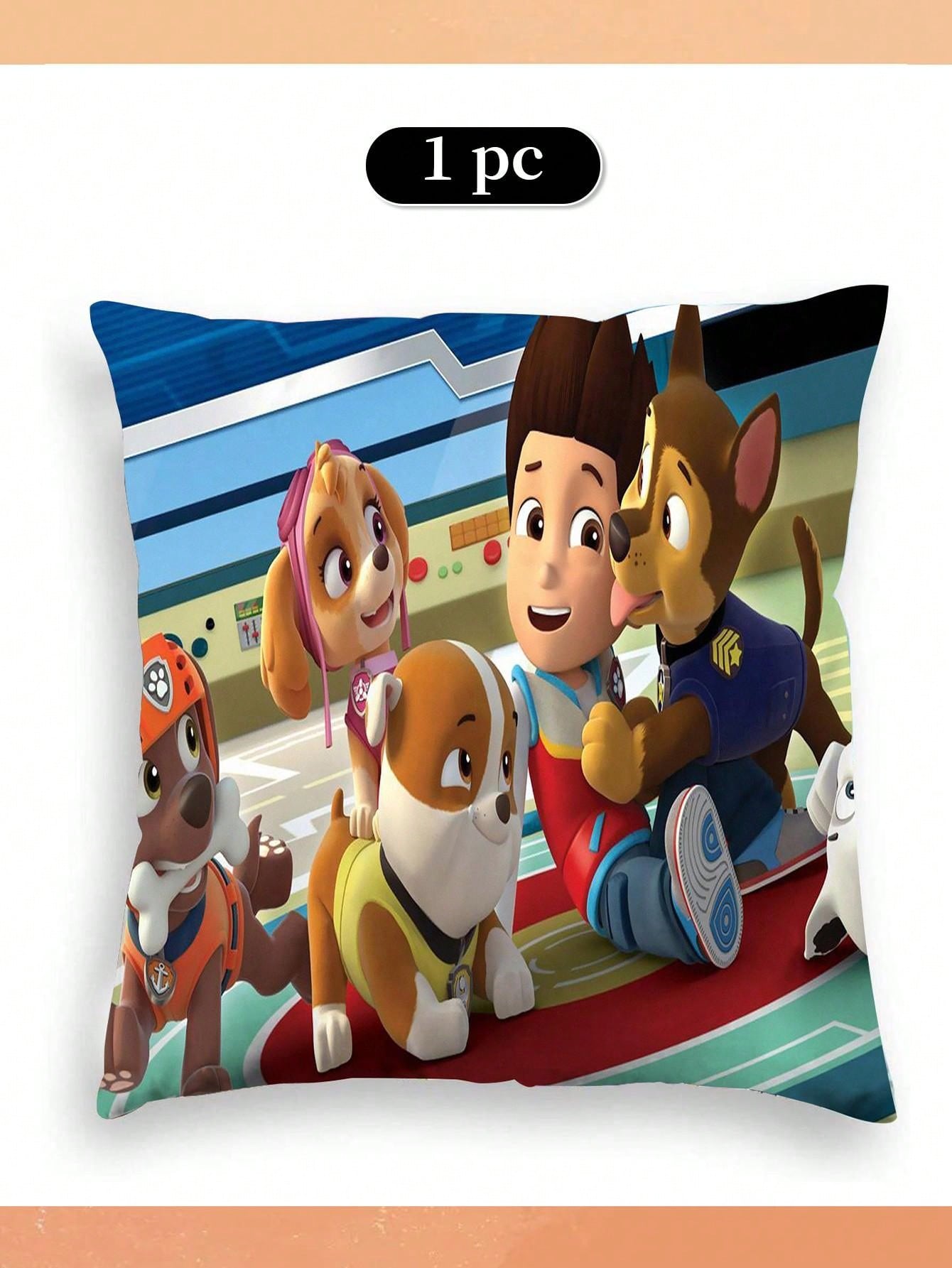 POTDEMIEL Dog Patrol Pillow Cover Dog Pillow Cover Pet PAWS Pillow Cover Animal Cushion Cover Suitable For Throw Pillow Decoration