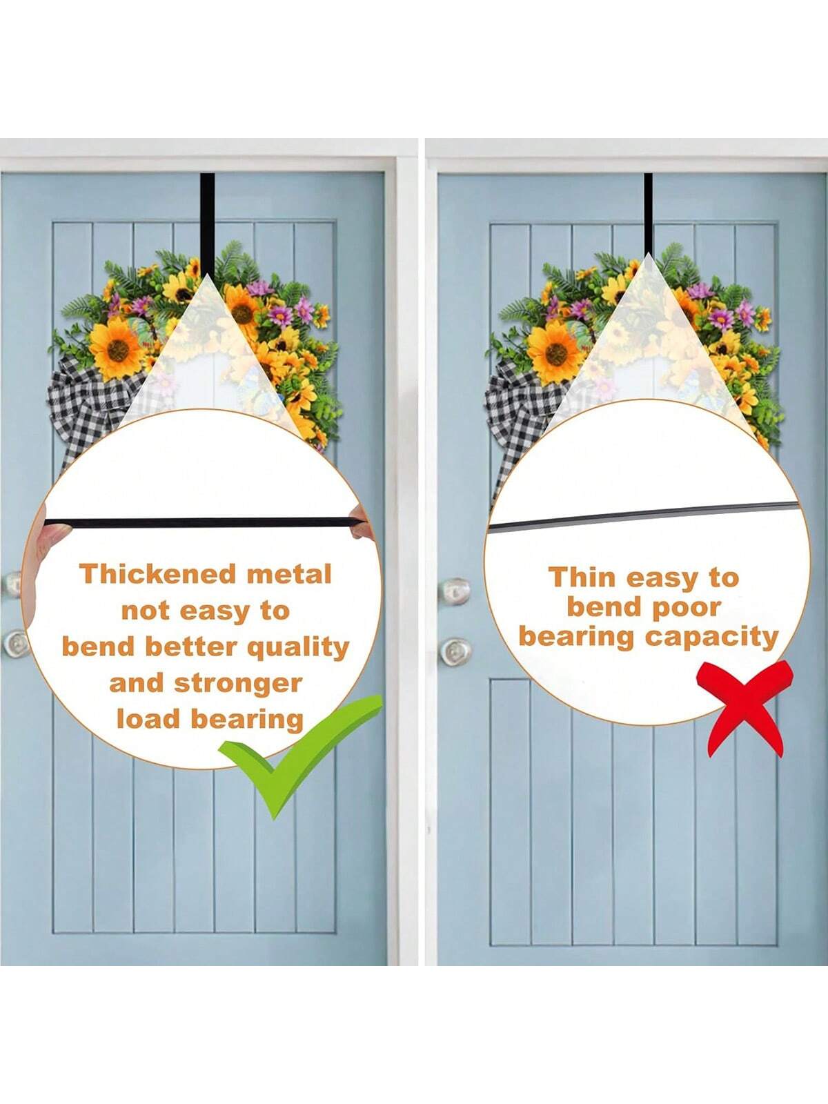 1PC Wreath Hangers For Front Door, 12