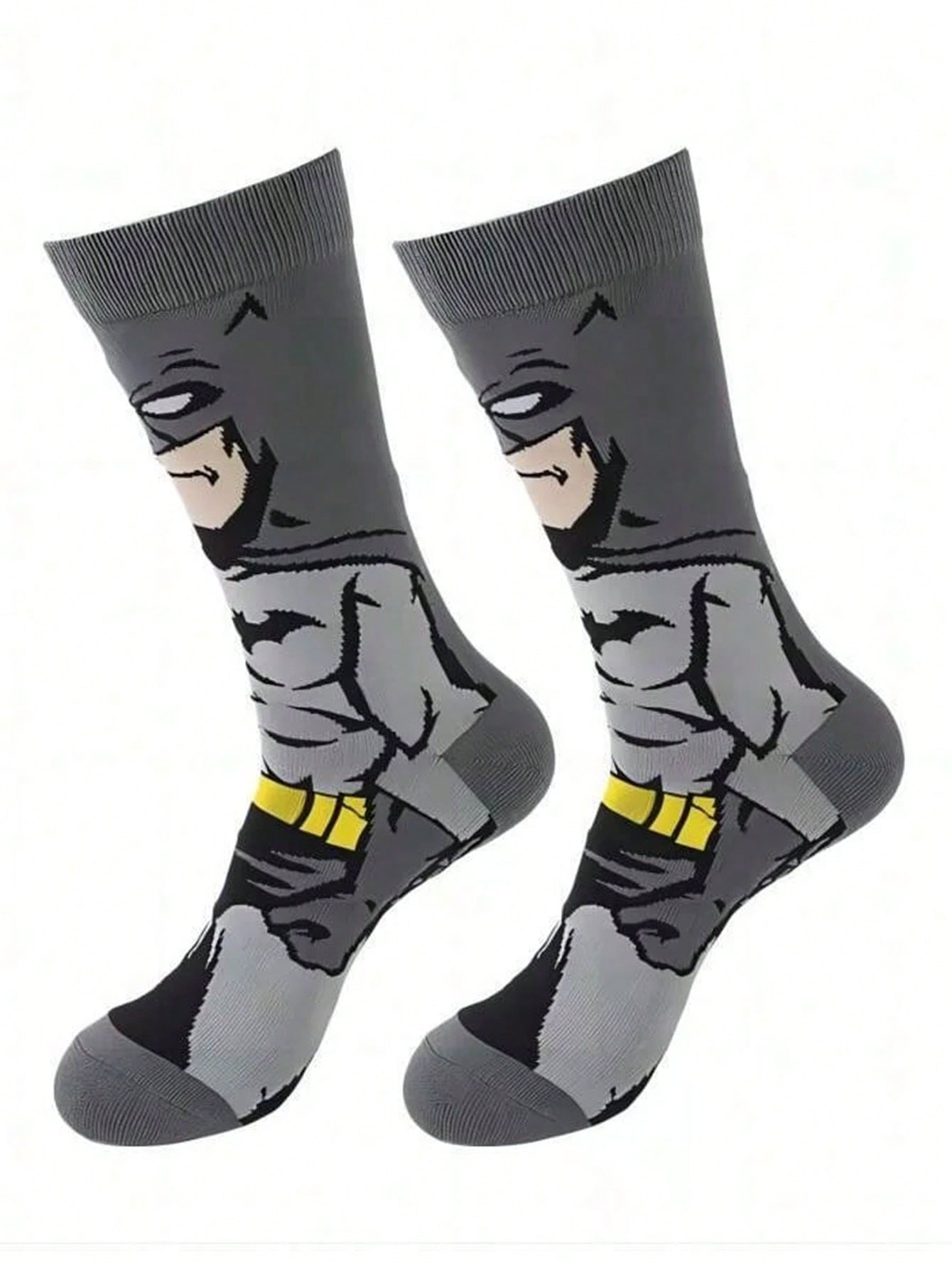 POTDEMIEL 2Pairs Batman Superman Flashman Joker Superwoman Wonder Woman Cartoon Anime Socks Long Tube Socks For Men Women Christmas Halloween Novelty Funny Happy Crazy Socks