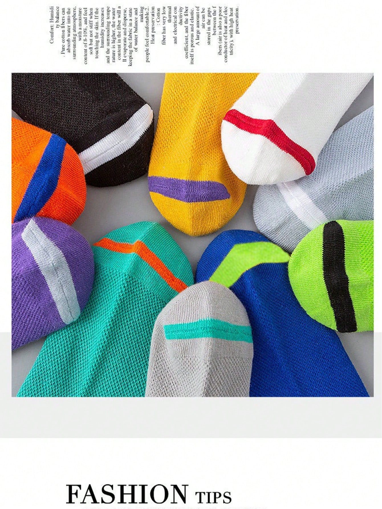 FLSHMCEN 10 Pairs Men's Moisture Wicking Casual Ankle Socks