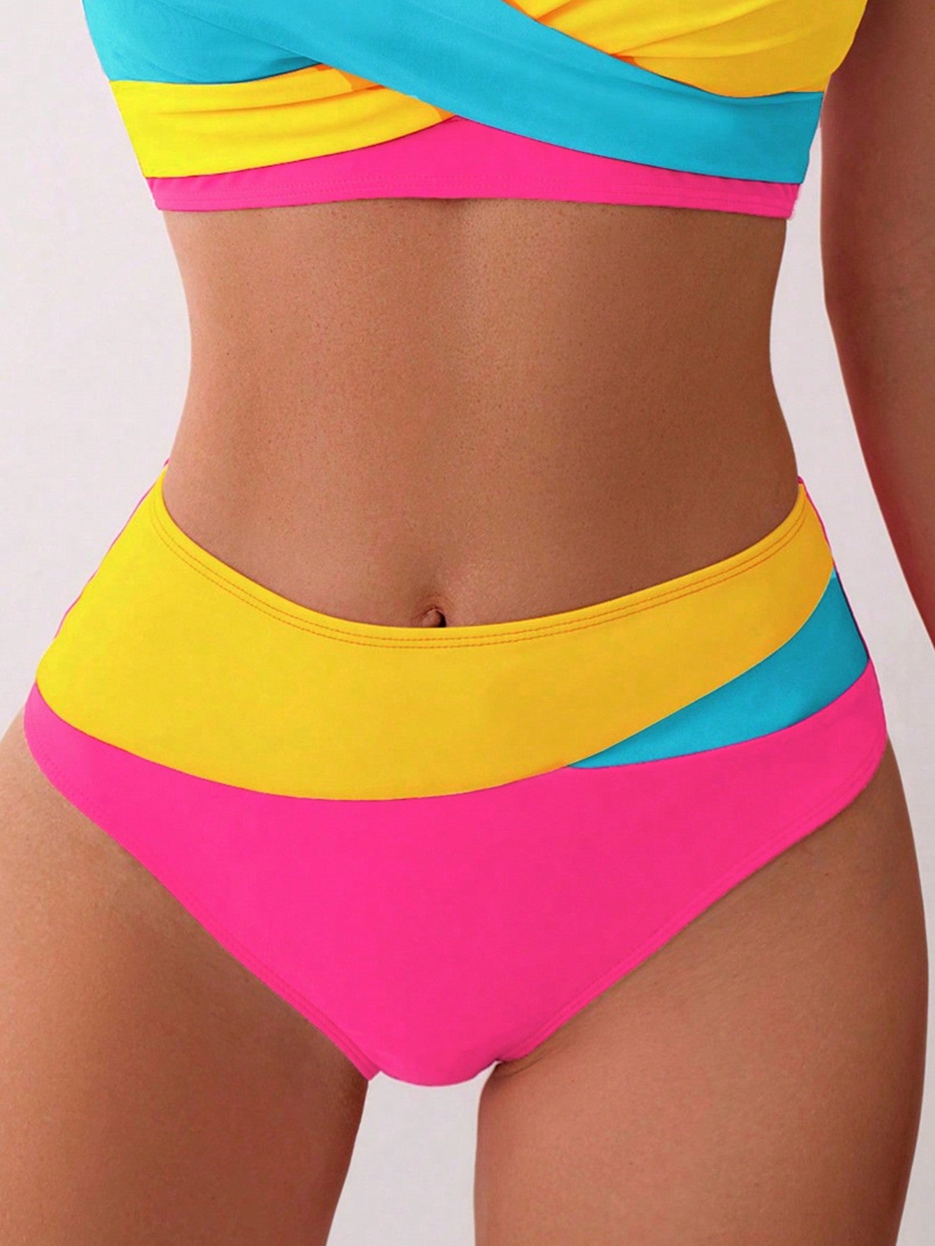 Swim Women's Fashion Contrast Color Bikini Bottom,Summer Beach