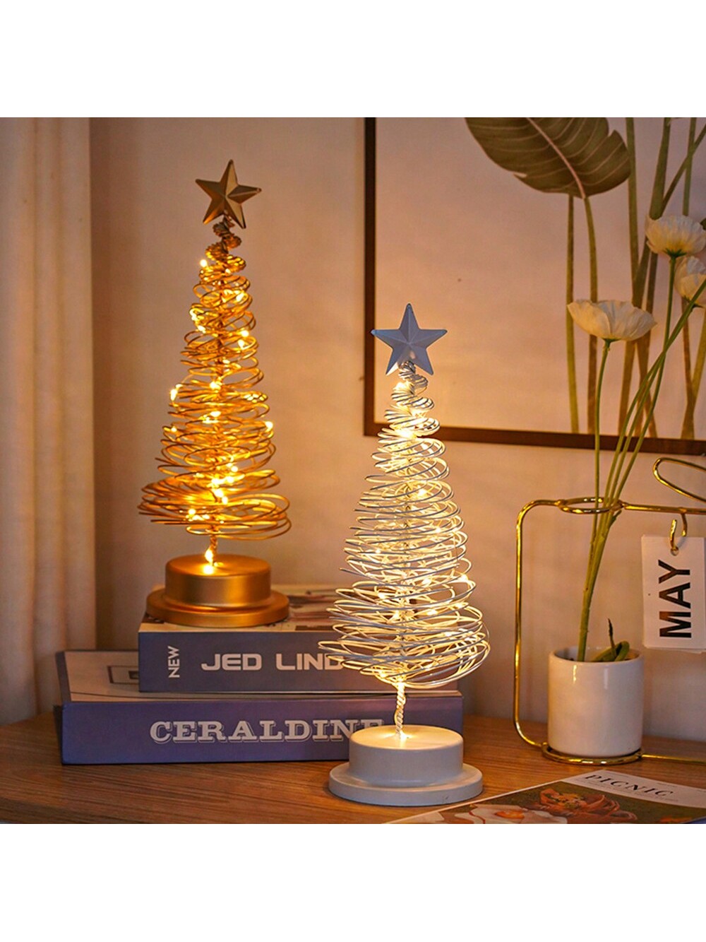 New LED Christmas Tree Light Ornament Shaped Lamp Festive Atmosphere Star Lamp Room Bedroom Decoration Lamp Small Table Lamp, Suitable For Birthday Gifts, Christmas, New Year, Valentine's Day Atmosphere Lamp Decoration,Room Decor Christmas Decor Christma