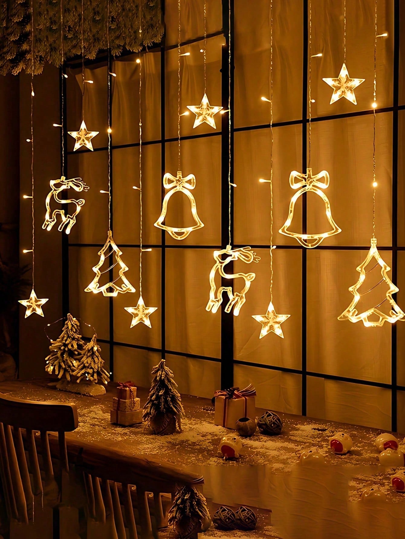 1pc/3pcs-Warm Yellow Light Christmas Window Light Christmas Decoration LED Suction Cup Light Christmas Decoration Christmas Bell, Christmas Tree, Star LED Suction Cup Light 7.8*6.3in Battery Powered Indoor Outdoor Decoration Christmas Tree Fireplace Wind