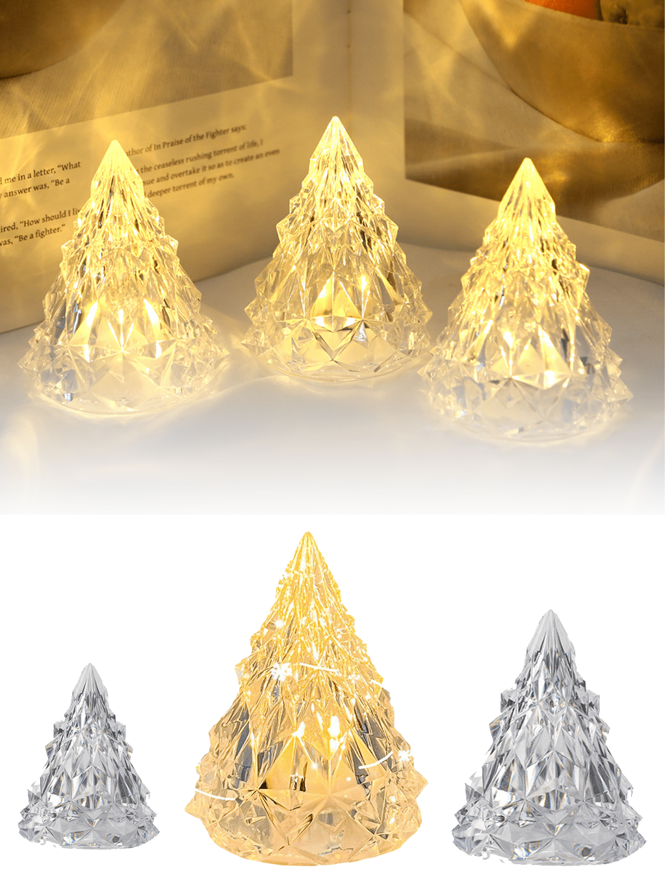 1pc Diamond Christmas Tree Light Crystal Ice Mountain Lamp Night Light,Christmas Decorations Indoor,Perfect Gift For Christmas,With Battery