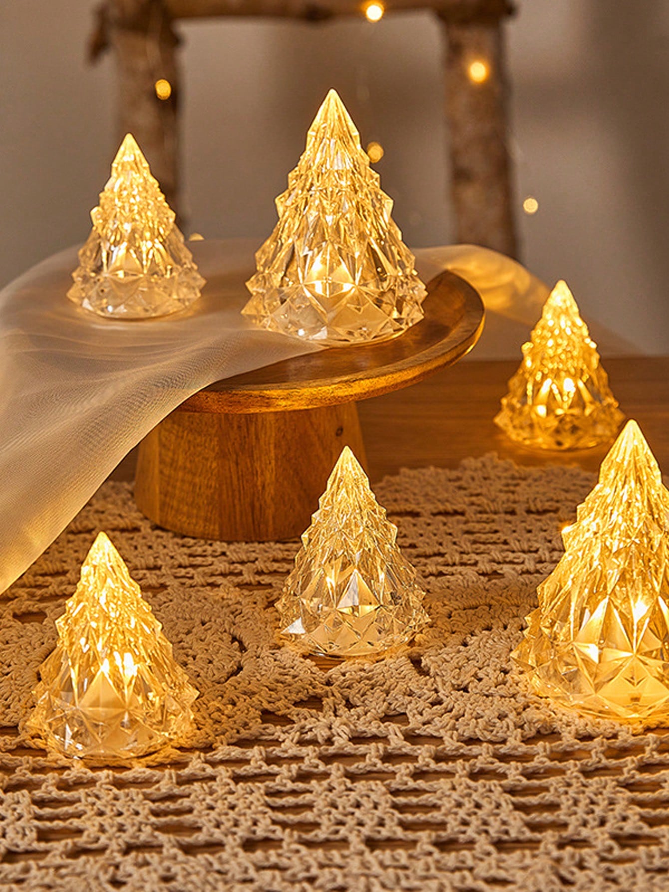 1pc Diamond Christmas Tree Light Crystal Ice Mountain Lamp Night Light,Christmas Decorations Indoor,Perfect Gift For Christmas,With Battery