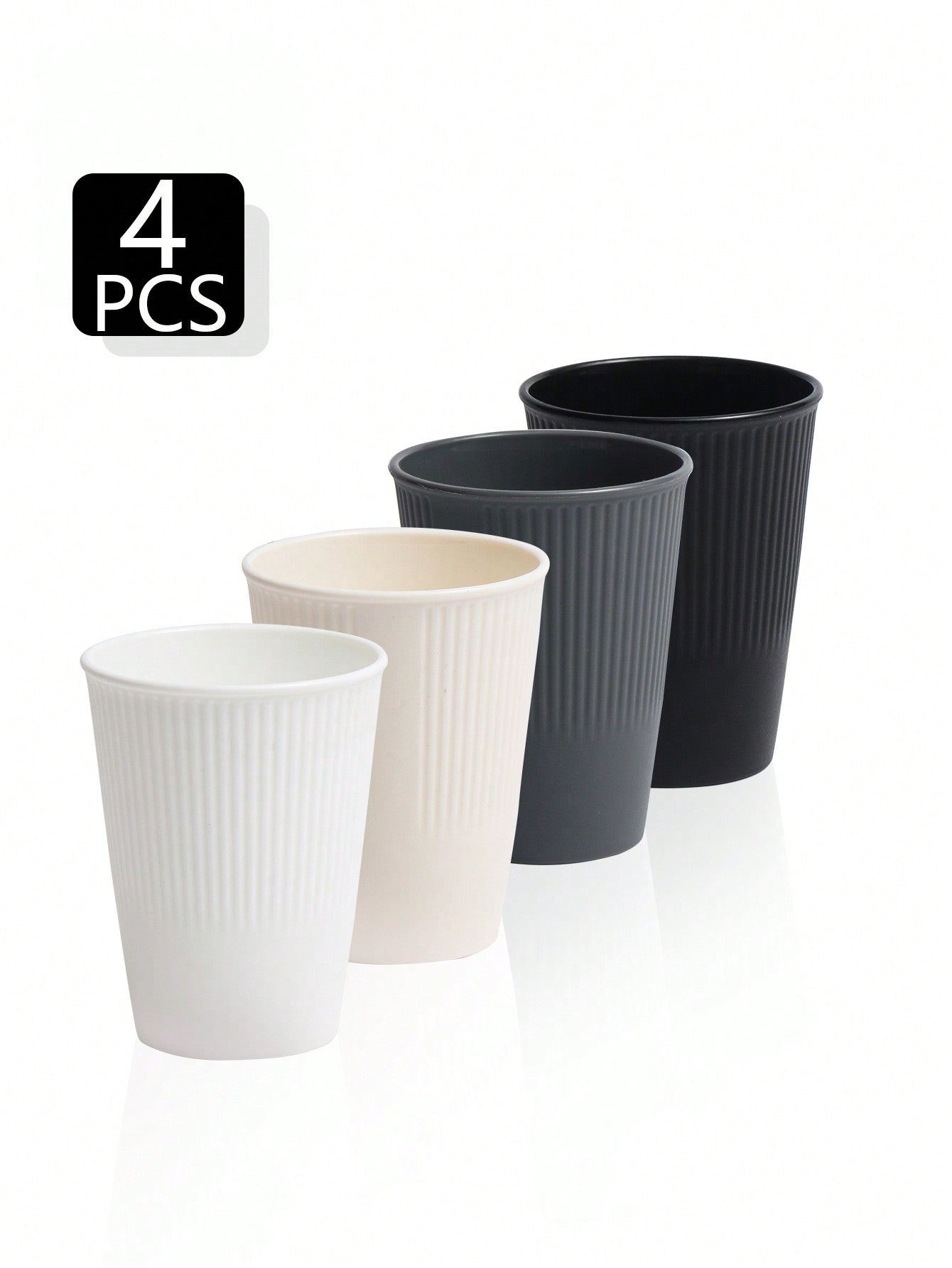 4pcs/Set PP Material Striped Cups, Reusable For Home, Kitchen, Restaurant, Picnic, Camping, Party, Suitable For Milk, Juice, Soda, Beverages