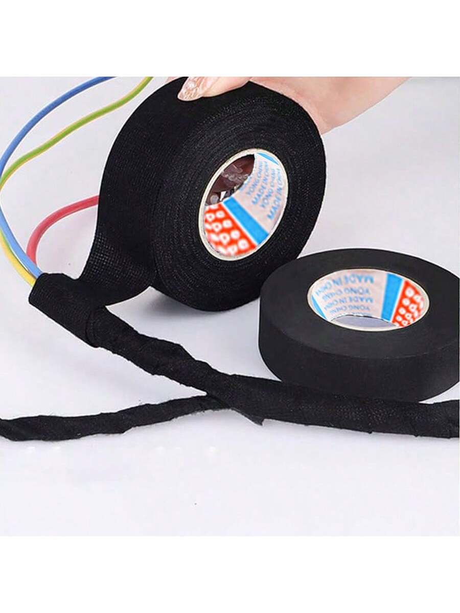 1Rolls Black Car Tape,Flannel Electric Tape,Harness Tape Cloth Tape Fabric Tape Electrical Tape Car Vinyl Pinstriping Tape Car Video Wiring Harnesses Wire Tape