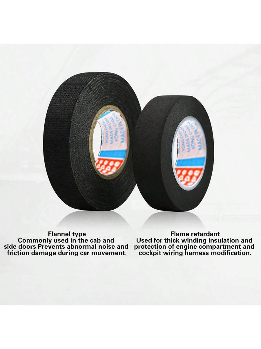 1Rolls Black Car Tape,Flannel Electric Tape,Harness Tape Cloth Tape Fabric Tape Electrical Tape Car Vinyl Pinstriping Tape Car Video Wiring Harnesses Wire Tape