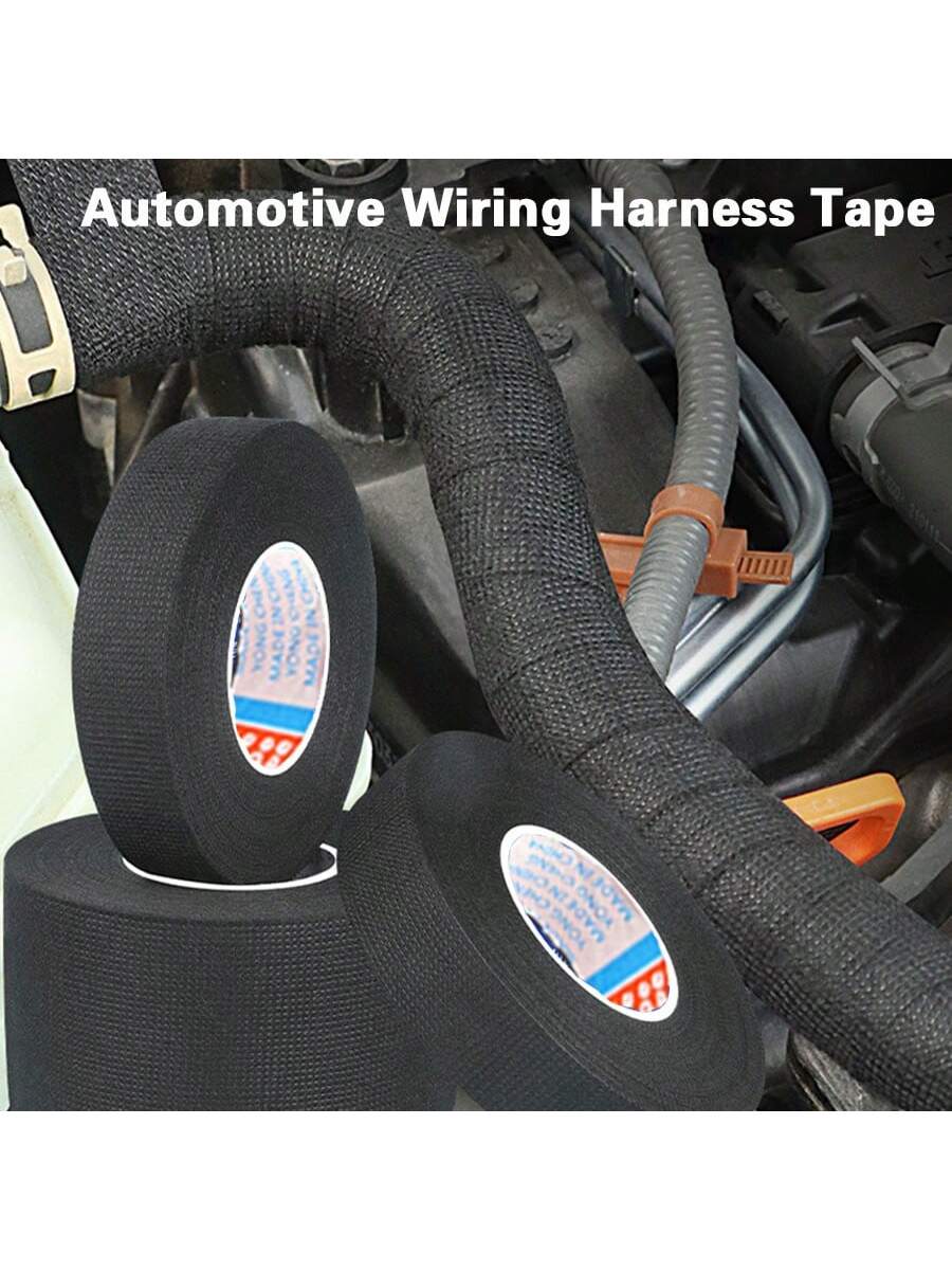 1Rolls Black Car Tape,Flannel Electric Tape,Harness Tape Cloth Tape Fabric Tape Electrical Tape Car Vinyl Pinstriping Tape Car Video Wiring Harnesses Wire Tape