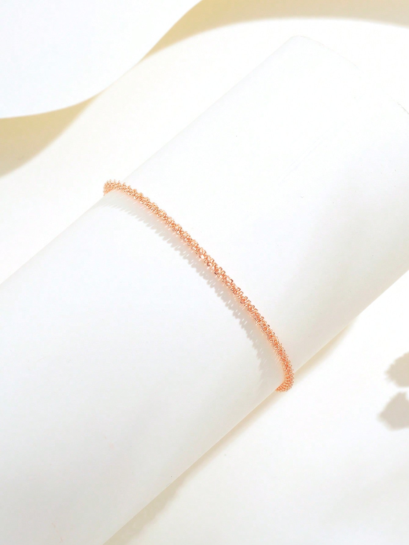 1pc Fashion Copper Alloy Rose Gold Matte Texture Simple Design Anklet, Suitable For Gift And Daily Outfit Matching