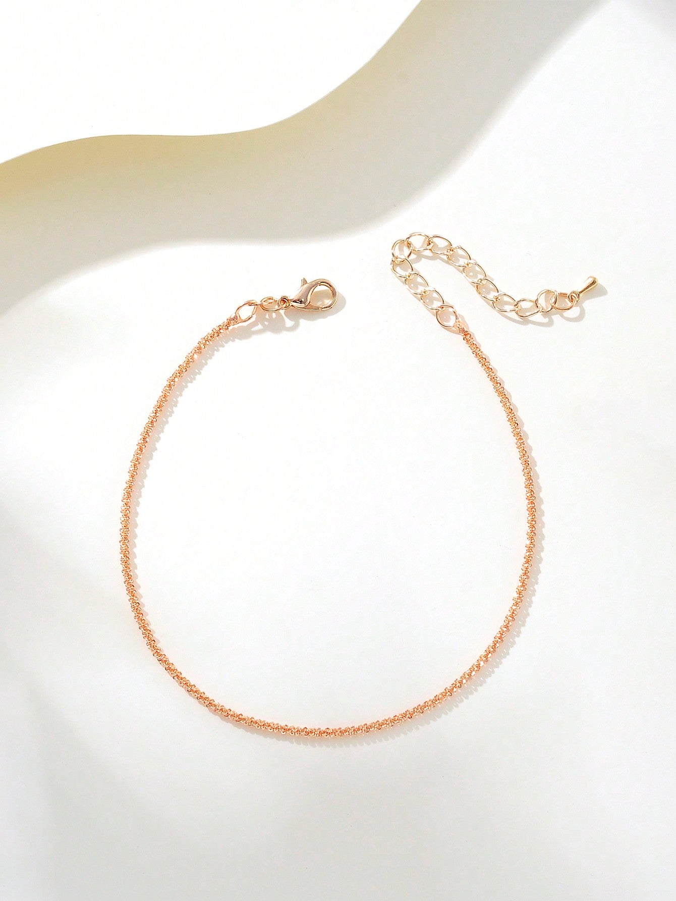 1pc Fashion Copper Alloy Rose Gold Matte Texture Simple Design Anklet, Suitable For Gift And Daily Outfit Matching