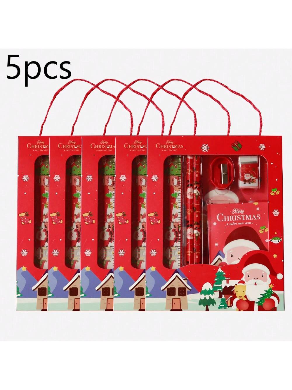 6pcs Christmas Gift Stationery Set, School Supplies Pencil Box, Portable Stationery Holiday Gift For Kidsdog Toys,Kids Christmas Gift,Christmas Gift Kids