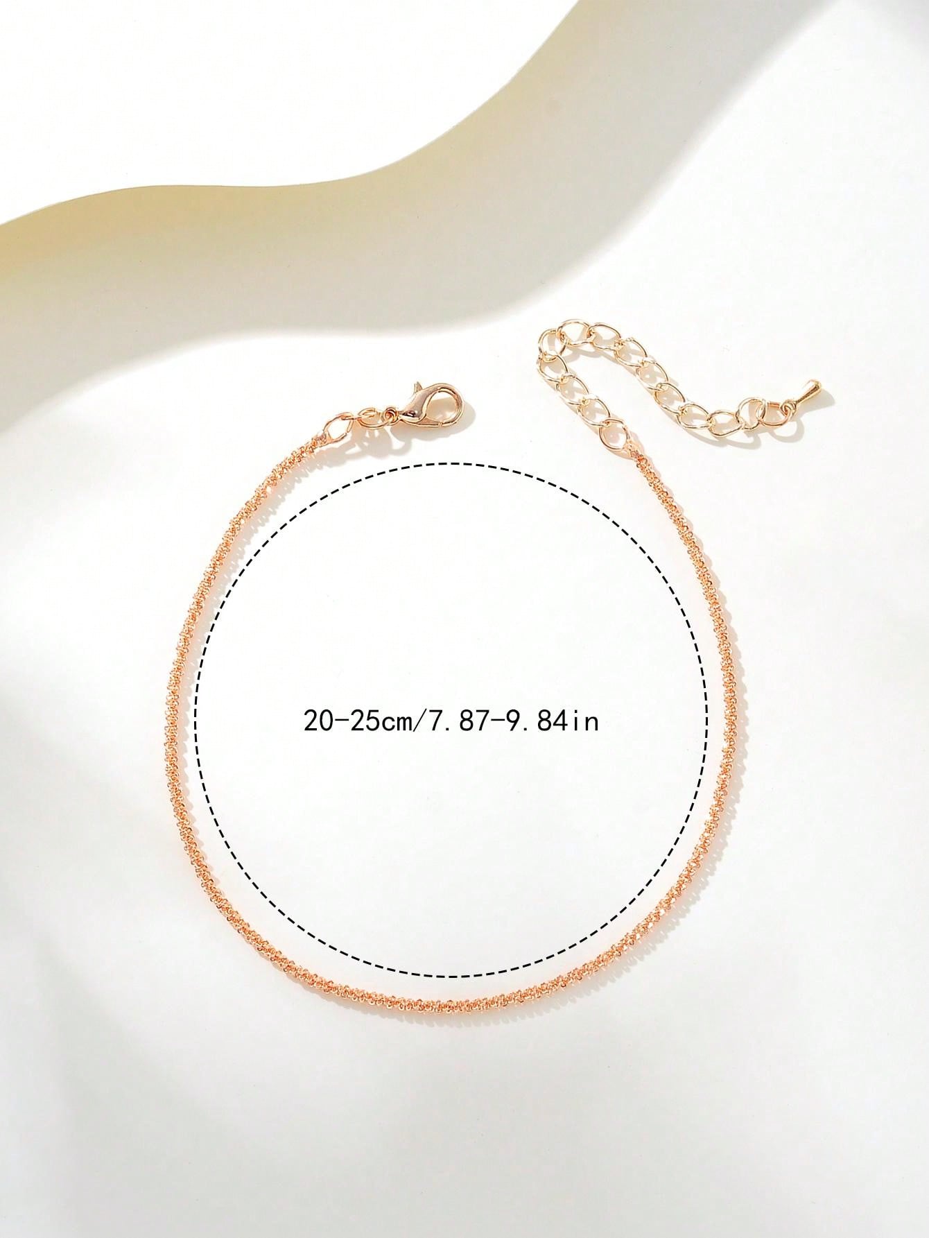 1pc Fashion Copper Alloy Rose Gold Matte Texture Simple Design Anklet, Suitable For Gift And Daily Outfit Matching