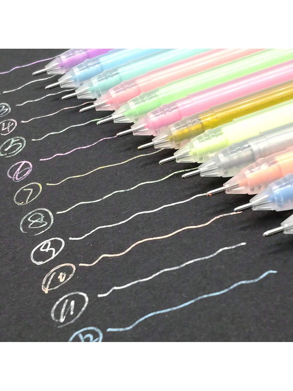 12pcs Metallic Glitter Gel Pens For Adult Coloring, Doodling, Drawing, Scrapbooking, Card Making, Illustration, Design, Journaling