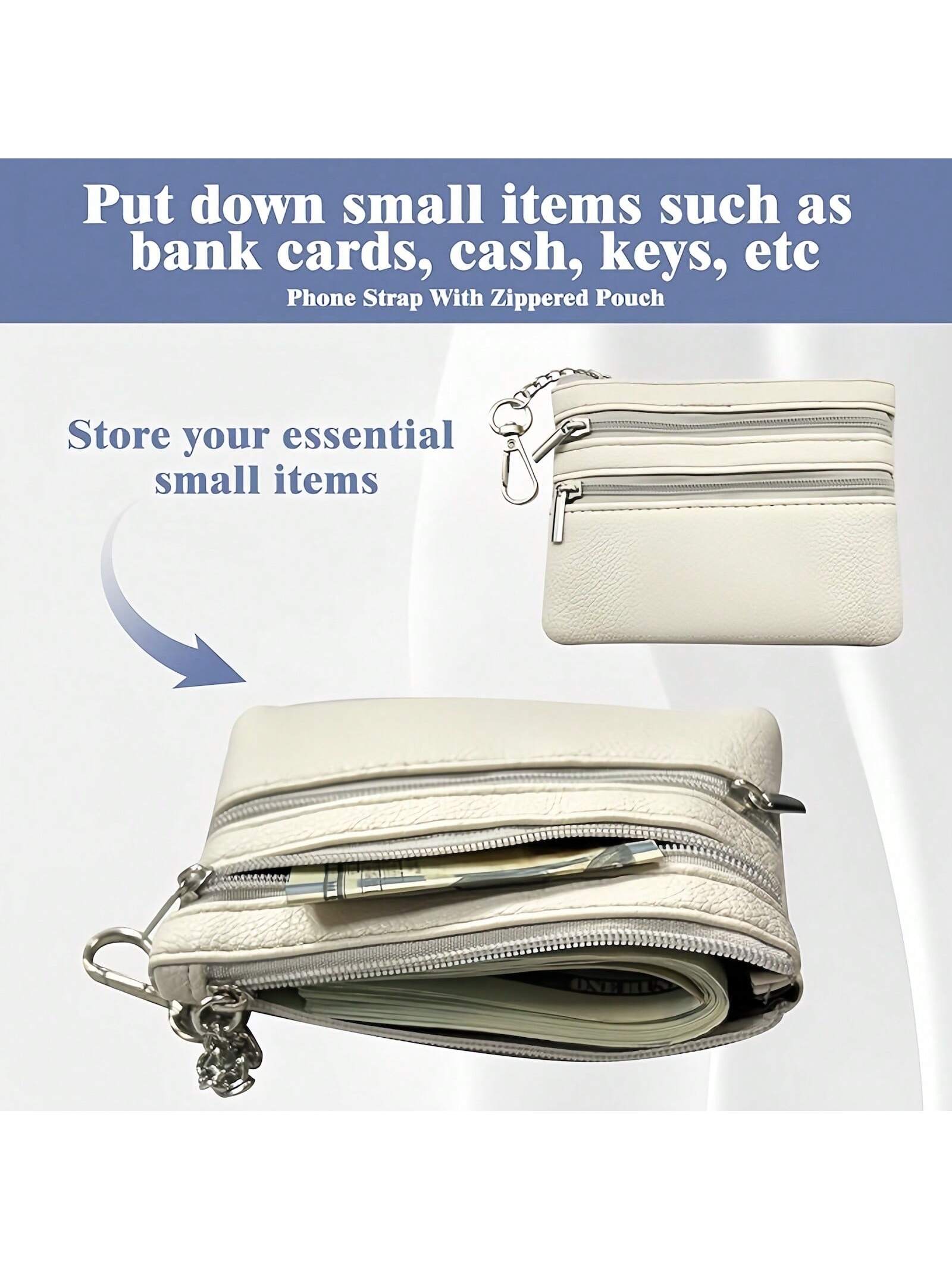 Mobile Phone Strap With Small Zippered Bag, Mobile Phone Clip With Wallet Crossbody Bag, Mobile Phone Clip With Small Bag, Mobile Phone Strap Crossbody Bag,Convenient And Stylish, Suitable For Women To Carry When Going Out Shopping