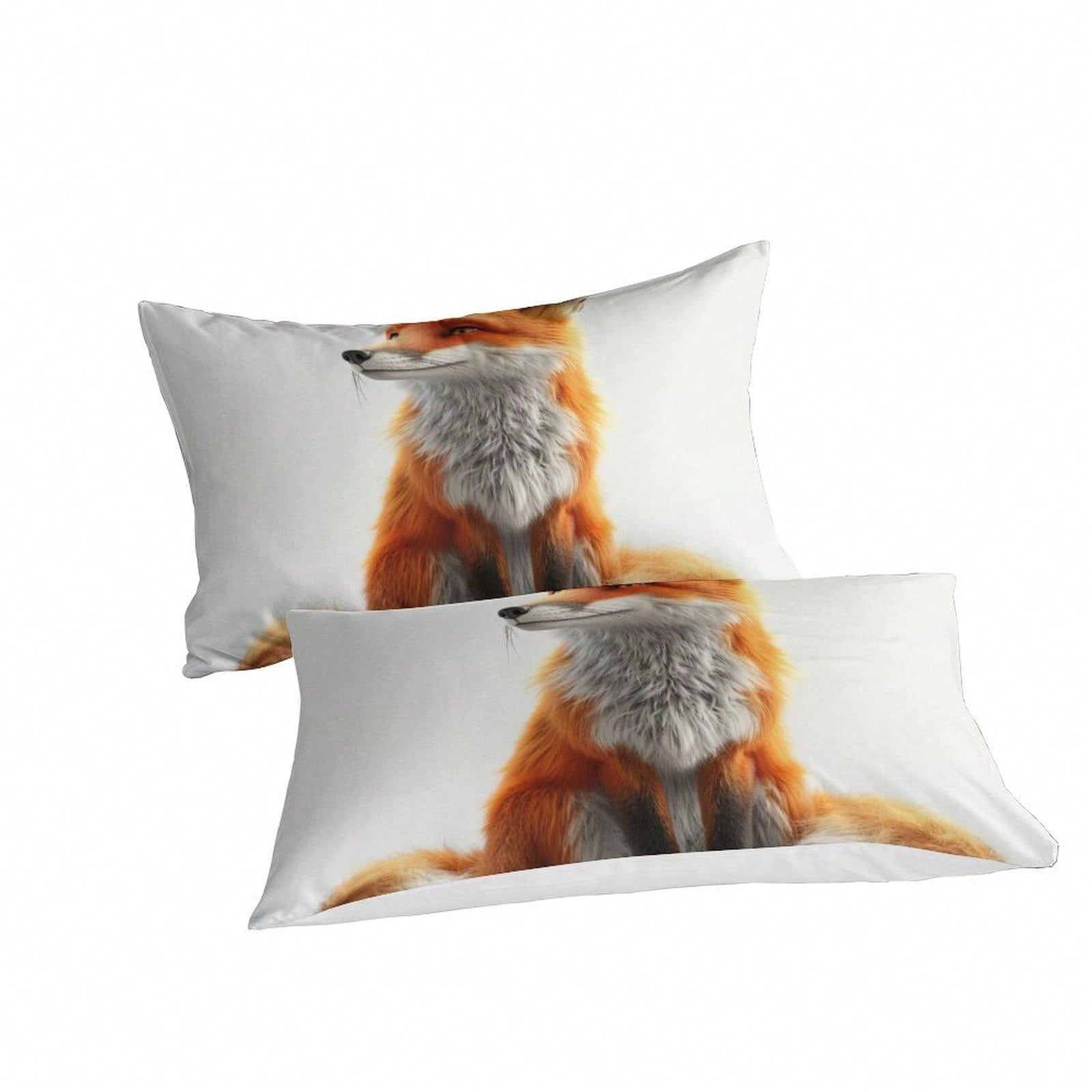 2/3pcs 3D Digital Printed Fox Floral Polyester Duvet Cover Set