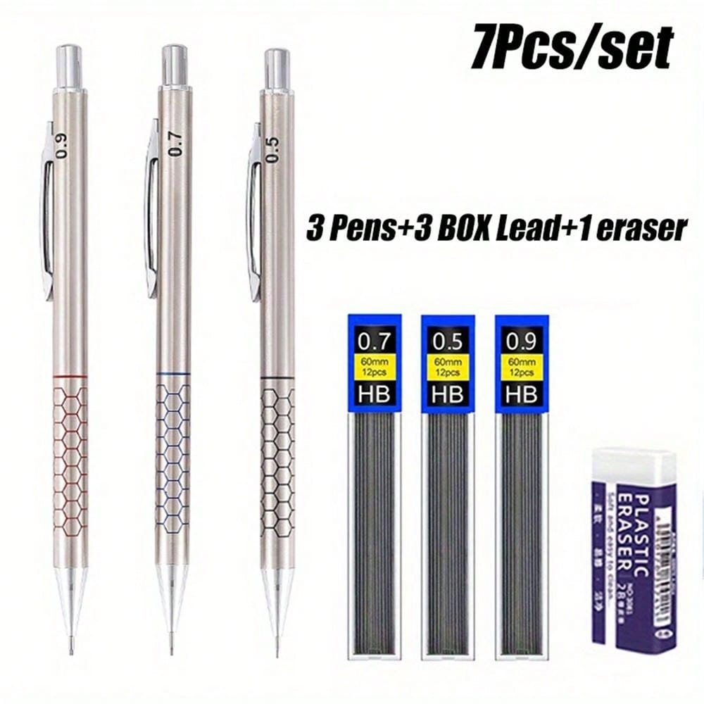 0.5/0.7/0.9mm Mechanical Pencil, 2B/HB Lead, For Art Sketching, Office Supplies