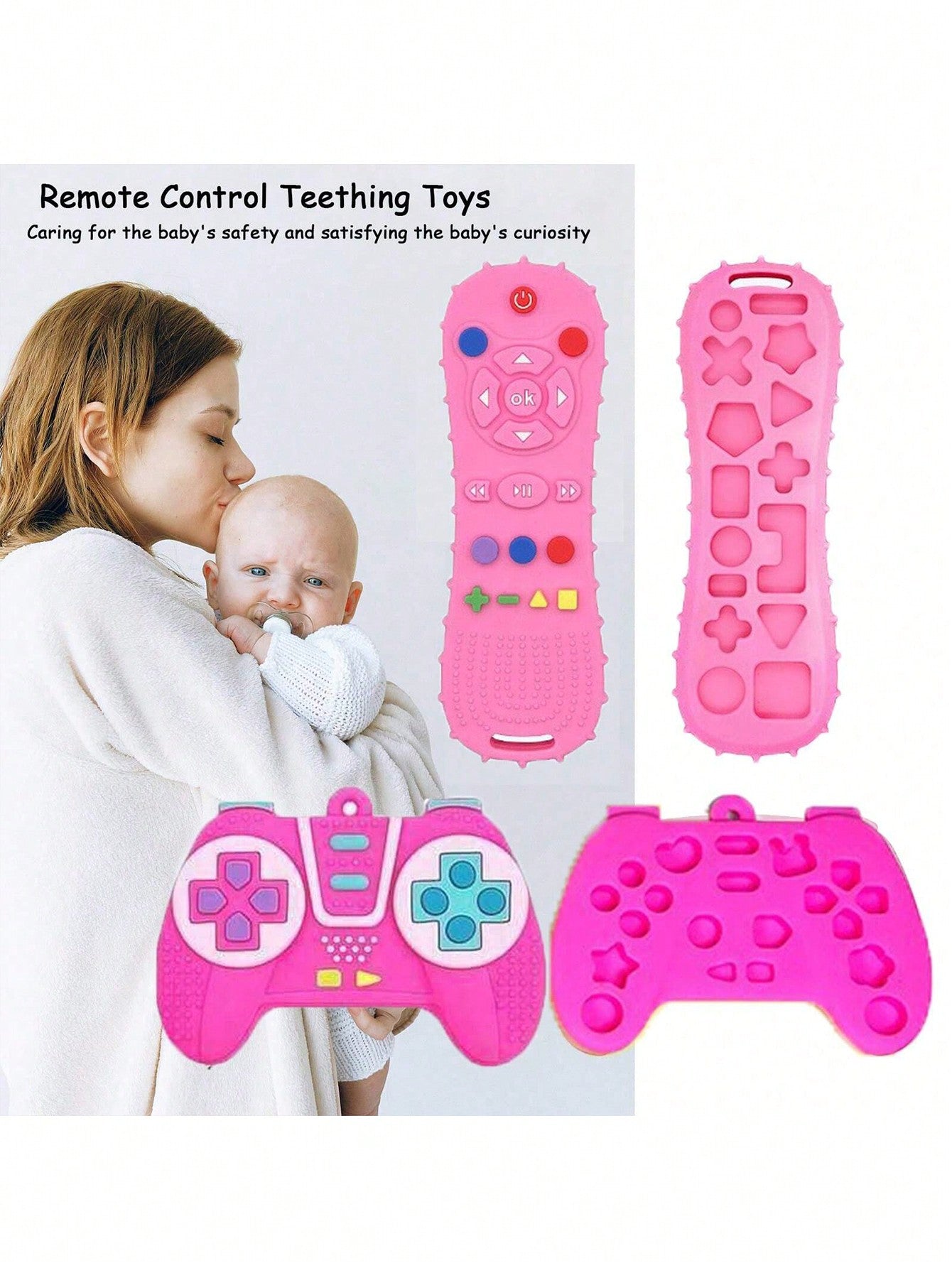 1 Pc Silicone Remote Control Model, Soft Silicone Teething Toy Suitablefor Toddler Boys And Girls Christmas Gift Baby Toys, Soothes Teething Pain, Relieves Sore Gums, Cute Pattern Suitable,Remote Control Chew Toy,Safe Eating,Infant Teether Bite Toy,Thank