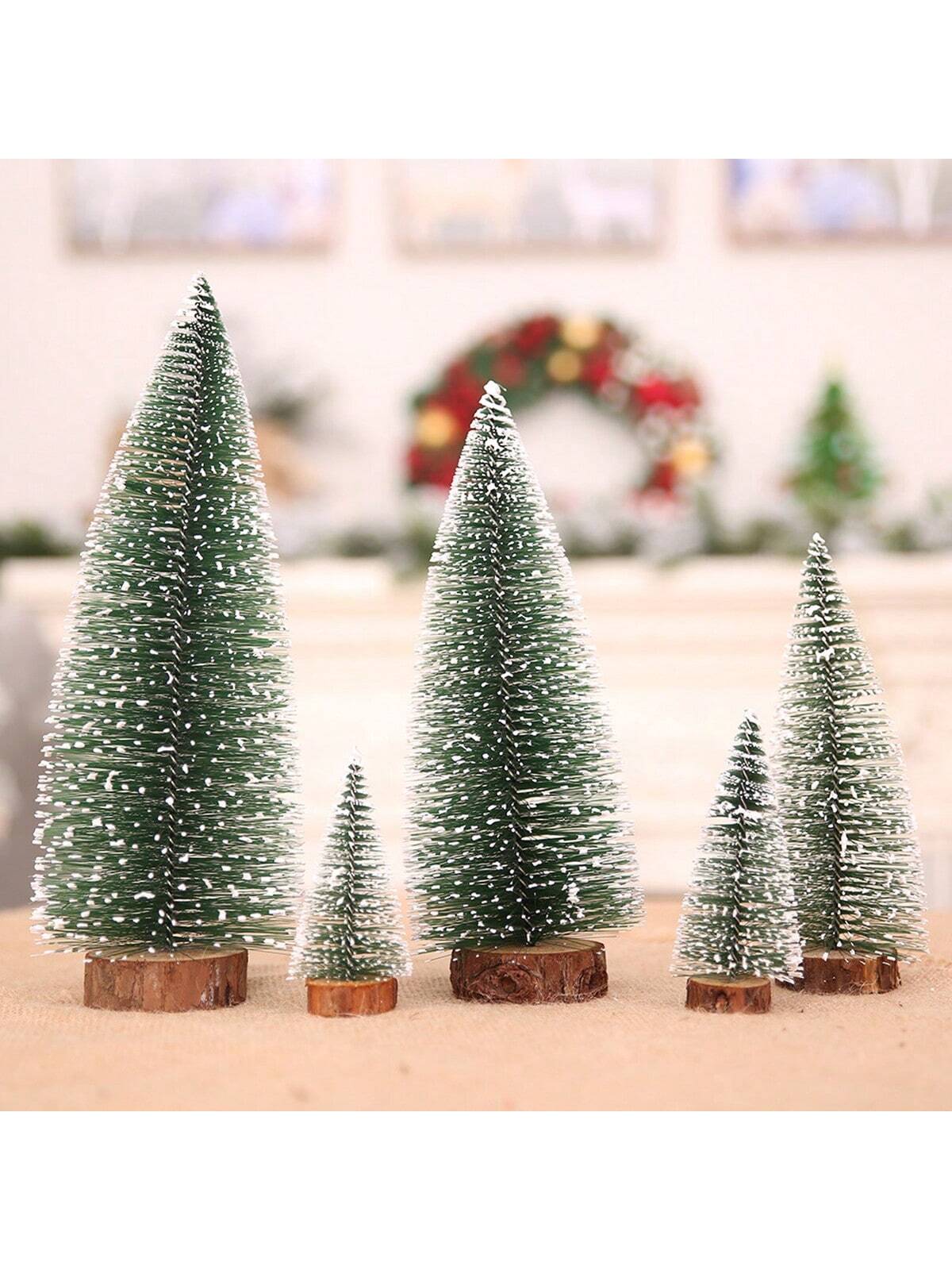 1pc, Christmas, Tower-Shaped Flocked Cedar Tree, Desktop Christmas Tree Ornaments, Christmas Decorations, Mini Pine Needle Ornaments, For Office, Window Display, Desktop Ornaments, Christmas Warm Atmosphere Decorations, Ideal Gift Choice