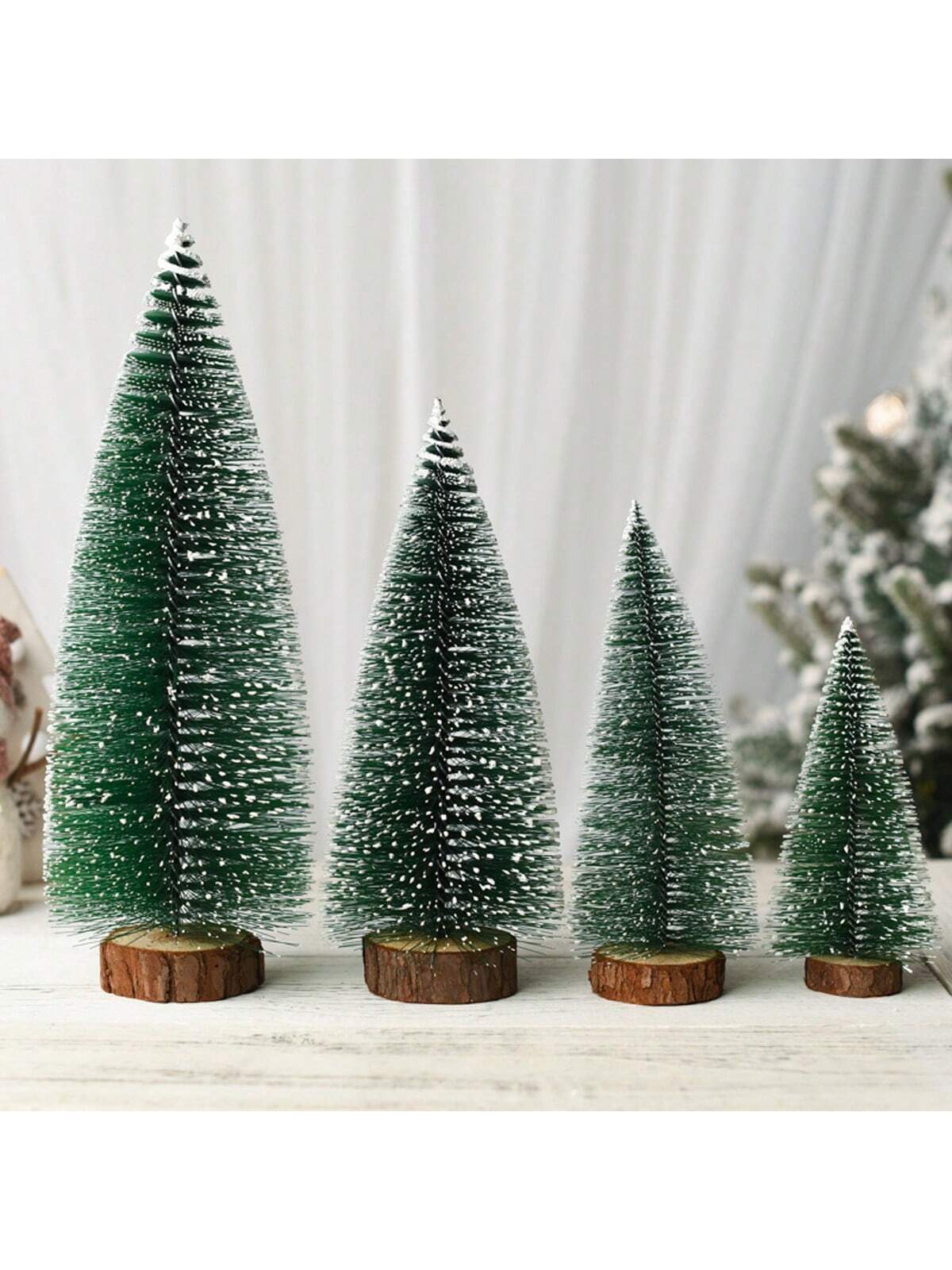 1pc, Christmas, Tower-Shaped Flocked Cedar Tree, Desktop Christmas Tree Ornaments, Christmas Decorations, Mini Pine Needle Ornaments, For Office, Window Display, Desktop Ornaments, Christmas Warm Atmosphere Decorations, Ideal Gift Choice