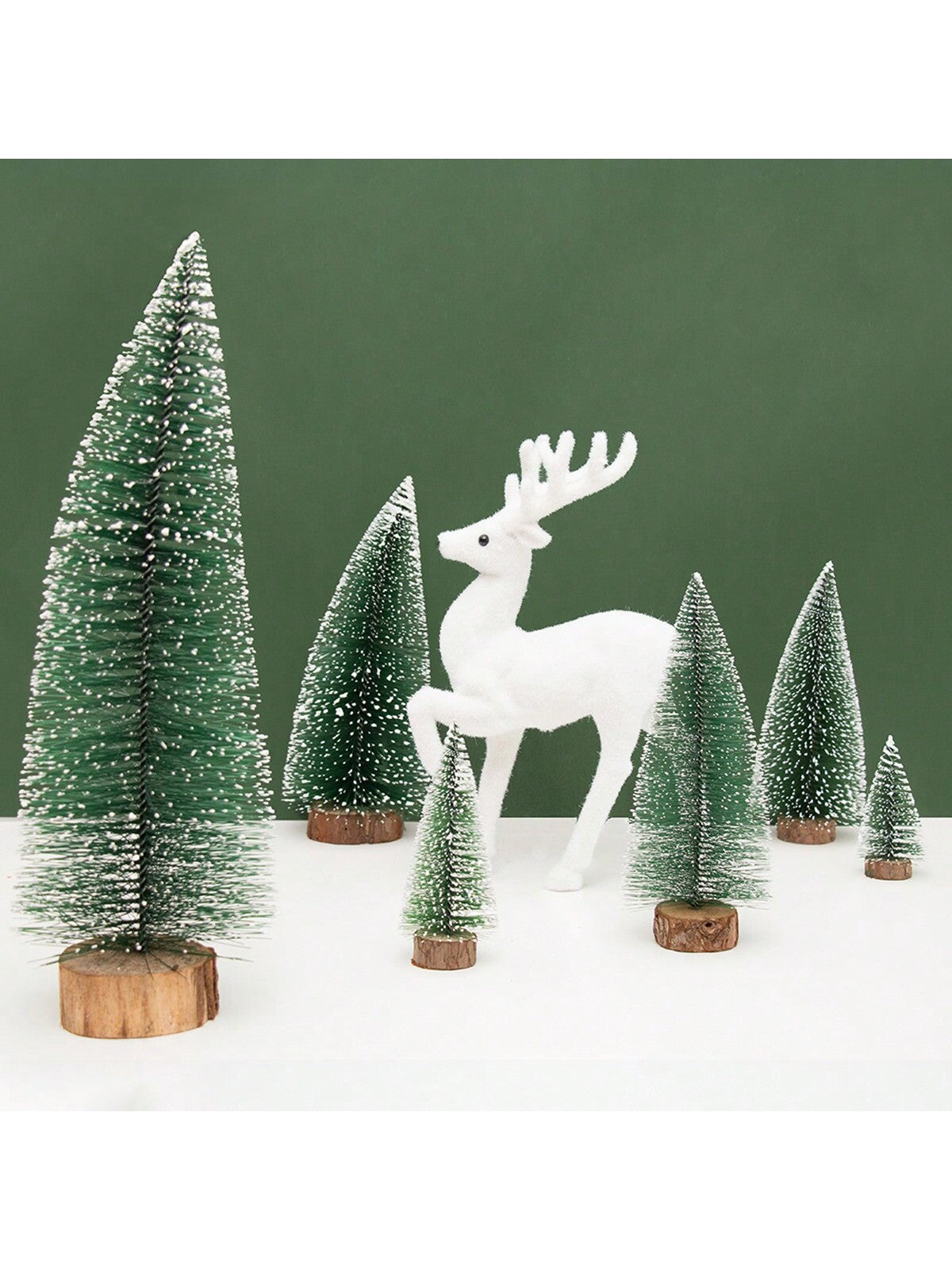 1pc, Christmas, Tower-Shaped Flocked Cedar Tree, Desktop Christmas Tree Ornaments, Christmas Decorations, Mini Pine Needle Ornaments, For Office, Window Display, Desktop Ornaments, Christmas Warm Atmosphere Decorations, Ideal Gift Choice