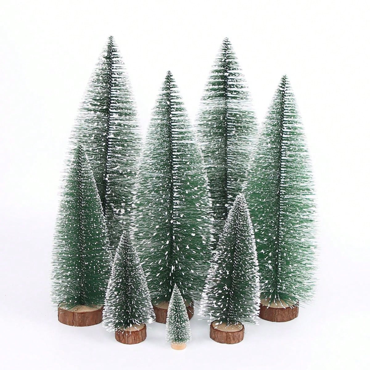 1pc, Christmas, Tower-Shaped Flocked Cedar Tree, Desktop Christmas Tree Ornaments, Christmas Decorations, Mini Pine Needle Ornaments, For Office, Window Display, Desktop Ornaments, Christmas Warm Atmosphere Decorations, Ideal Gift Choice