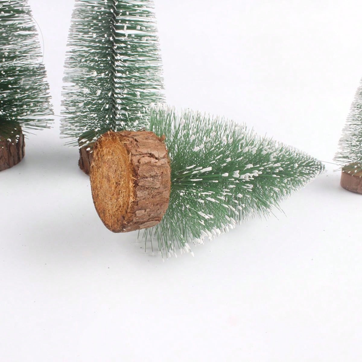 1pc, Christmas, Tower-Shaped Flocked Cedar Tree, Desktop Christmas Tree Ornaments, Christmas Decorations, Mini Pine Needle Ornaments, For Office, Window Display, Desktop Ornaments, Christmas Warm Atmosphere Decorations, Ideal Gift Choice