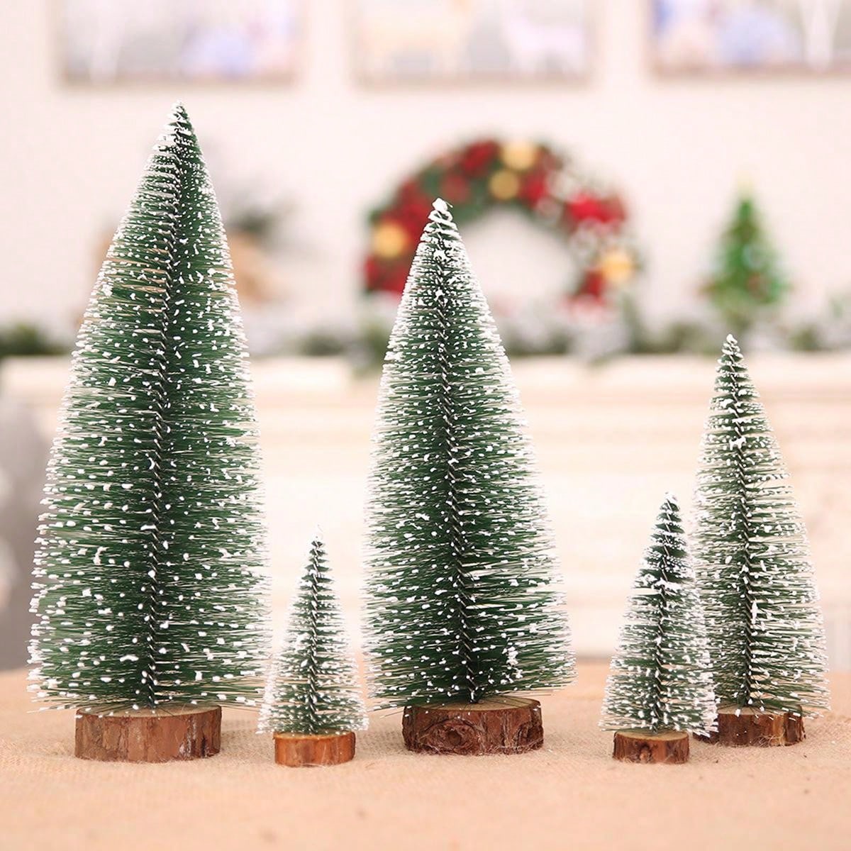 1pc, Christmas, Tower-Shaped Flocked Cedar Tree, Desktop Christmas Tree Ornaments, Christmas Decorations, Mini Pine Needle Ornaments, For Office, Window Display, Desktop Ornaments, Christmas Warm Atmosphere Decorations, Ideal Gift Choice