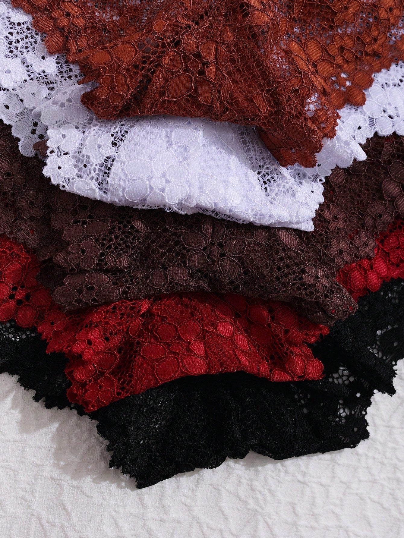 5pcs Women's Lace Trim Low Rise Hipster Panties, Multi-Color